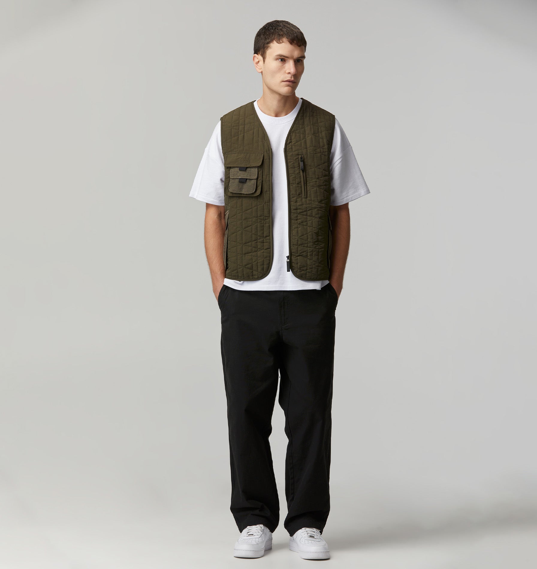 Quilted Utility Vest - Army Green