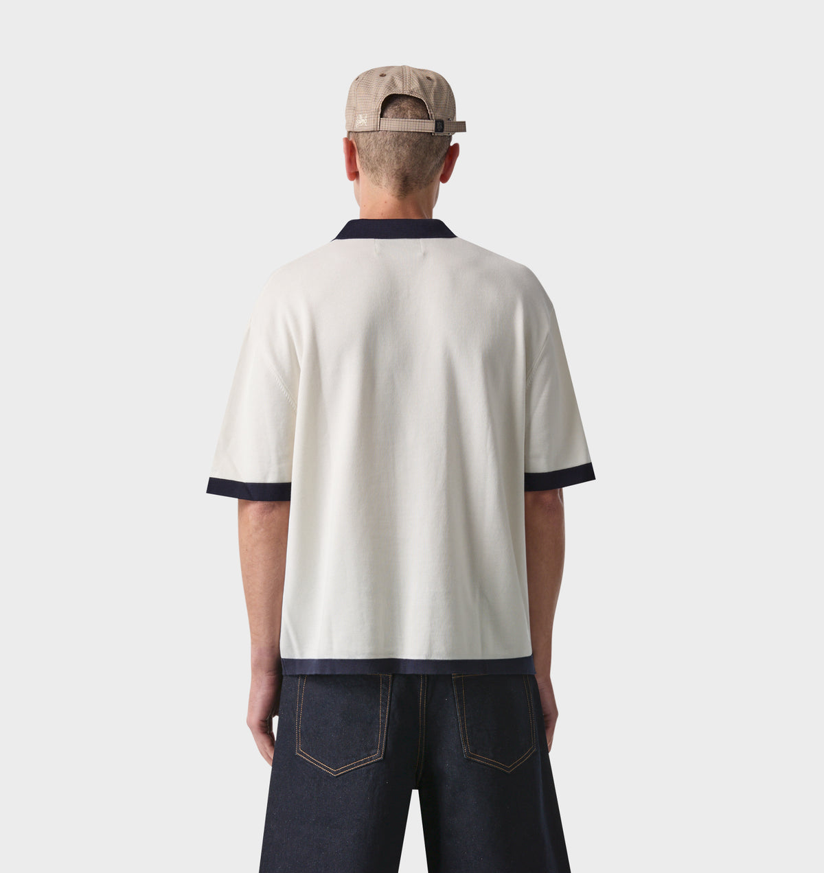 Knit SS Polo - Off White/Navy