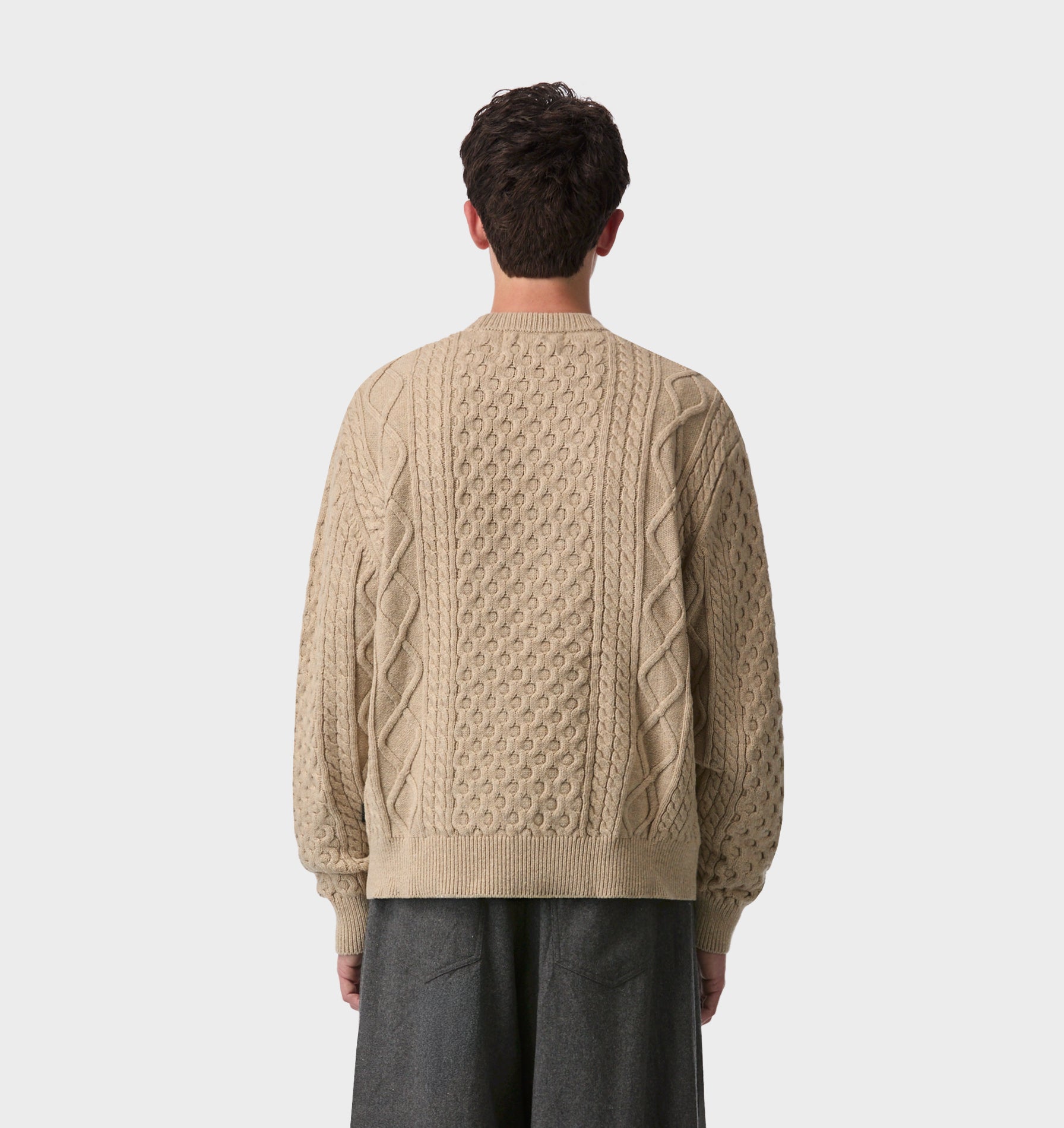 Cable Crop Knit Sweater - Off White