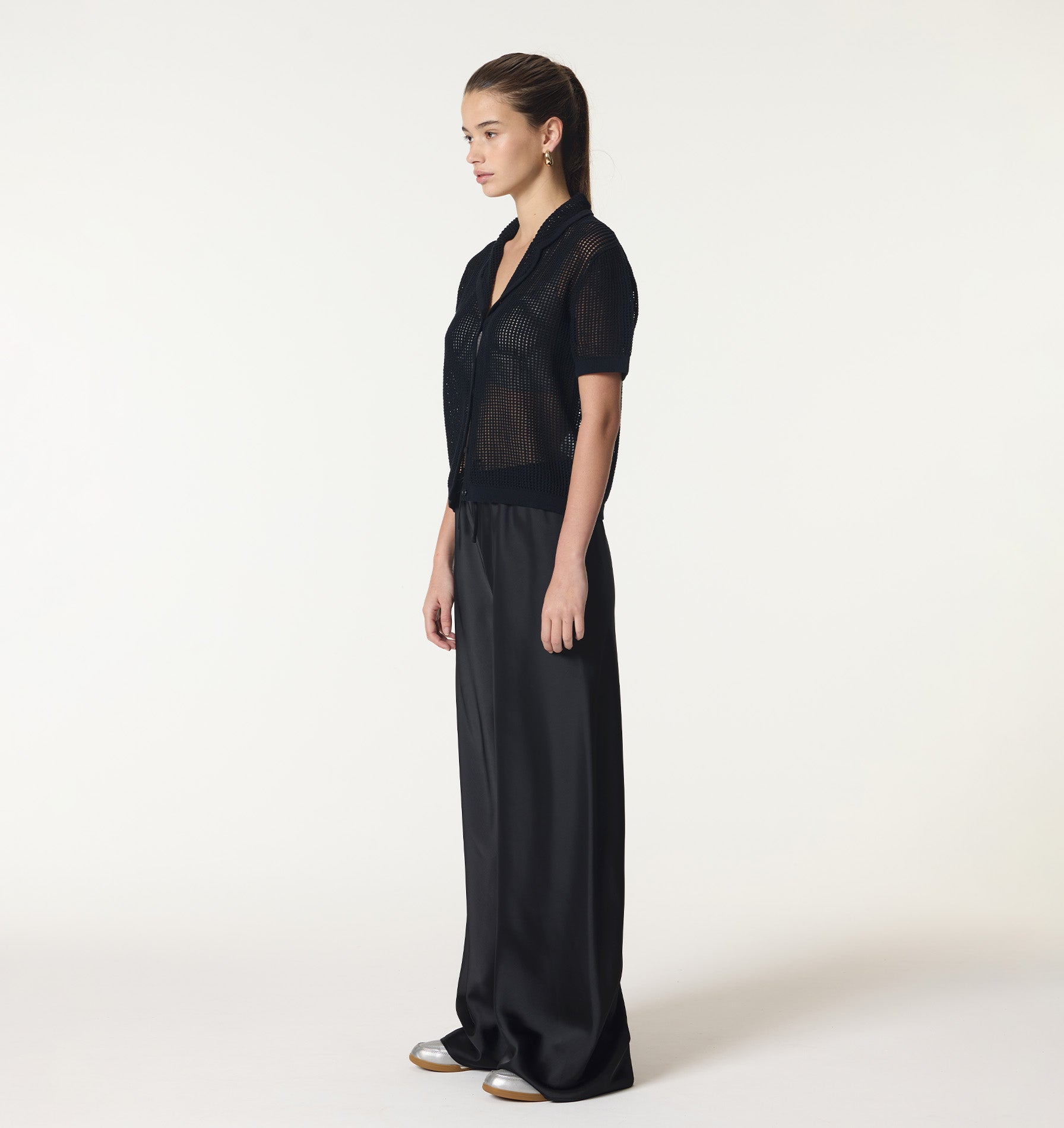 Sienna Crochet SS Shirt - Black