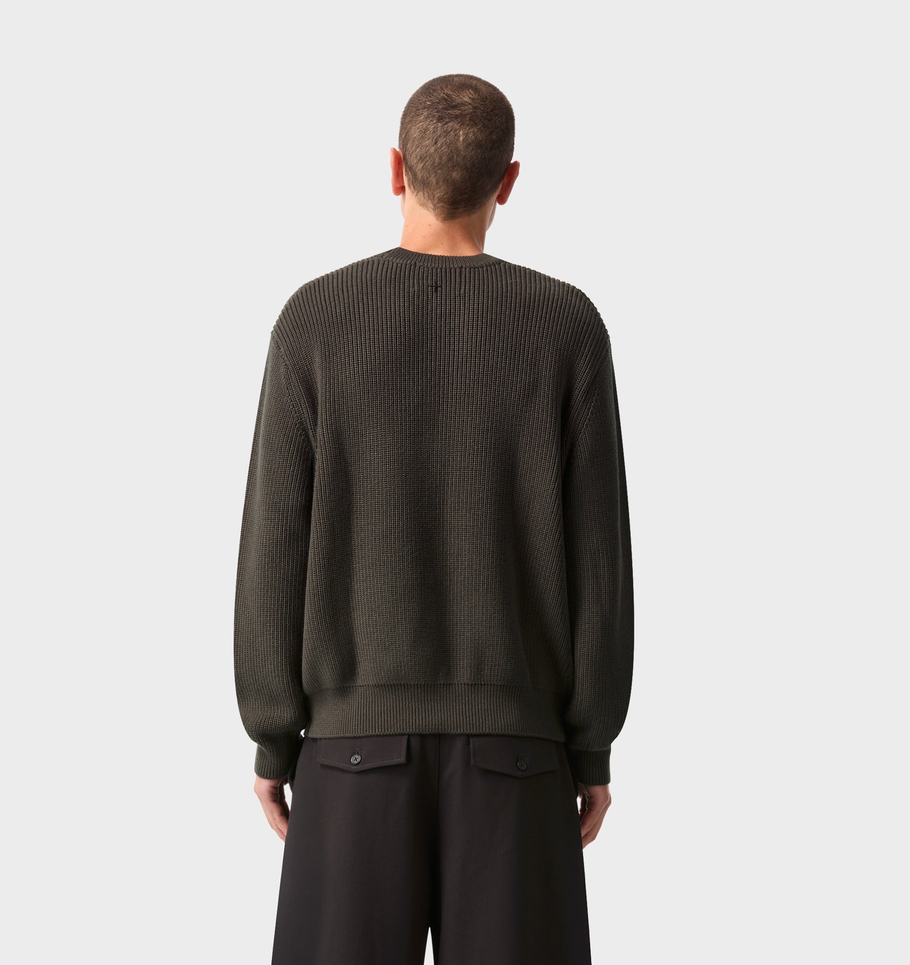 Cropped Knit Sweater - Flint Grey