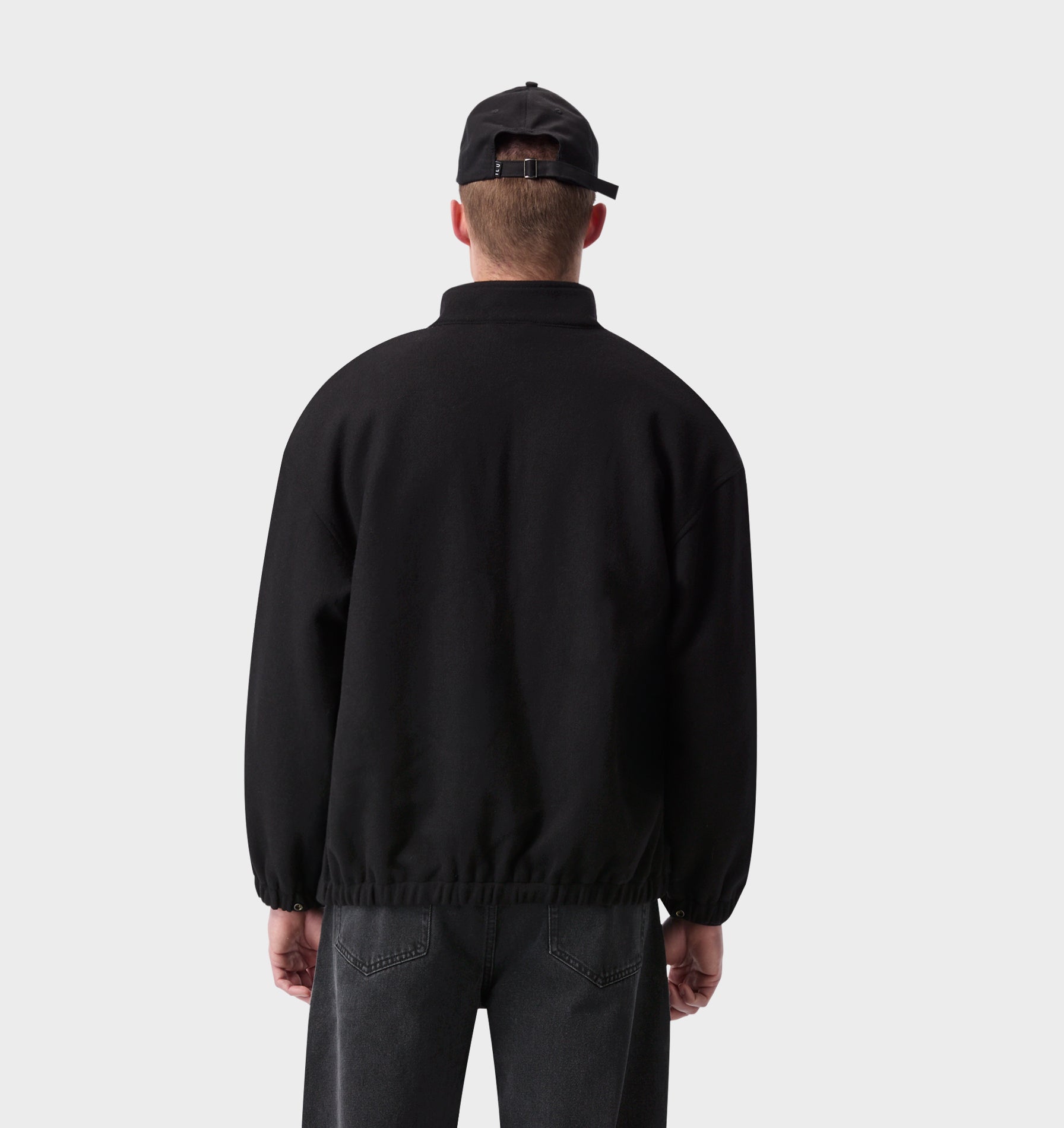 Funnel Neck Jacket - Black Wool