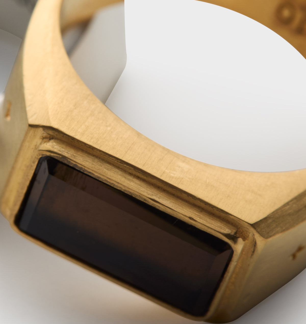 Smokey Quartz Signet Ring - White Brass/18K Hamilton