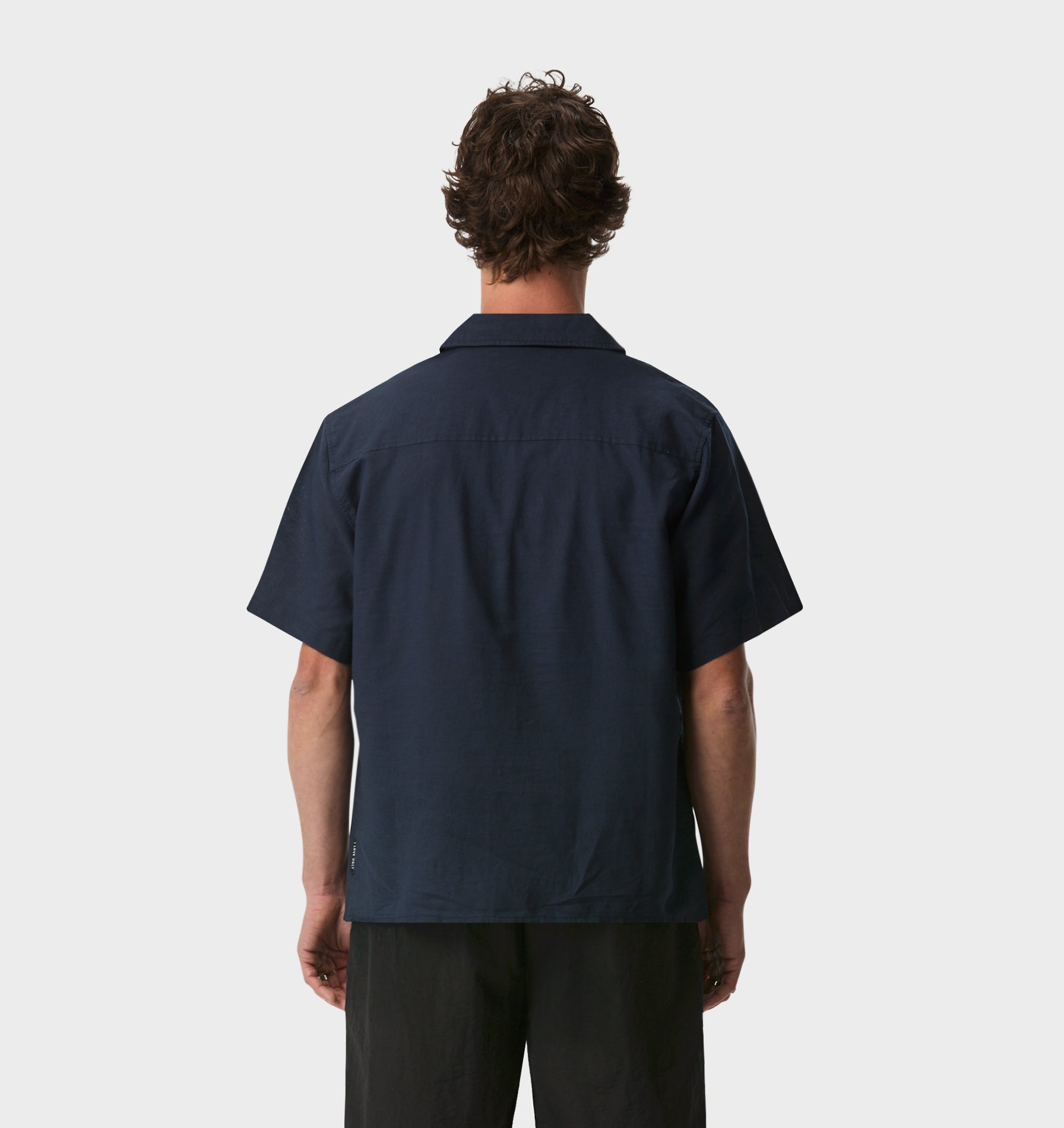 Linen Cuban Collar SS Shirt - Indigo