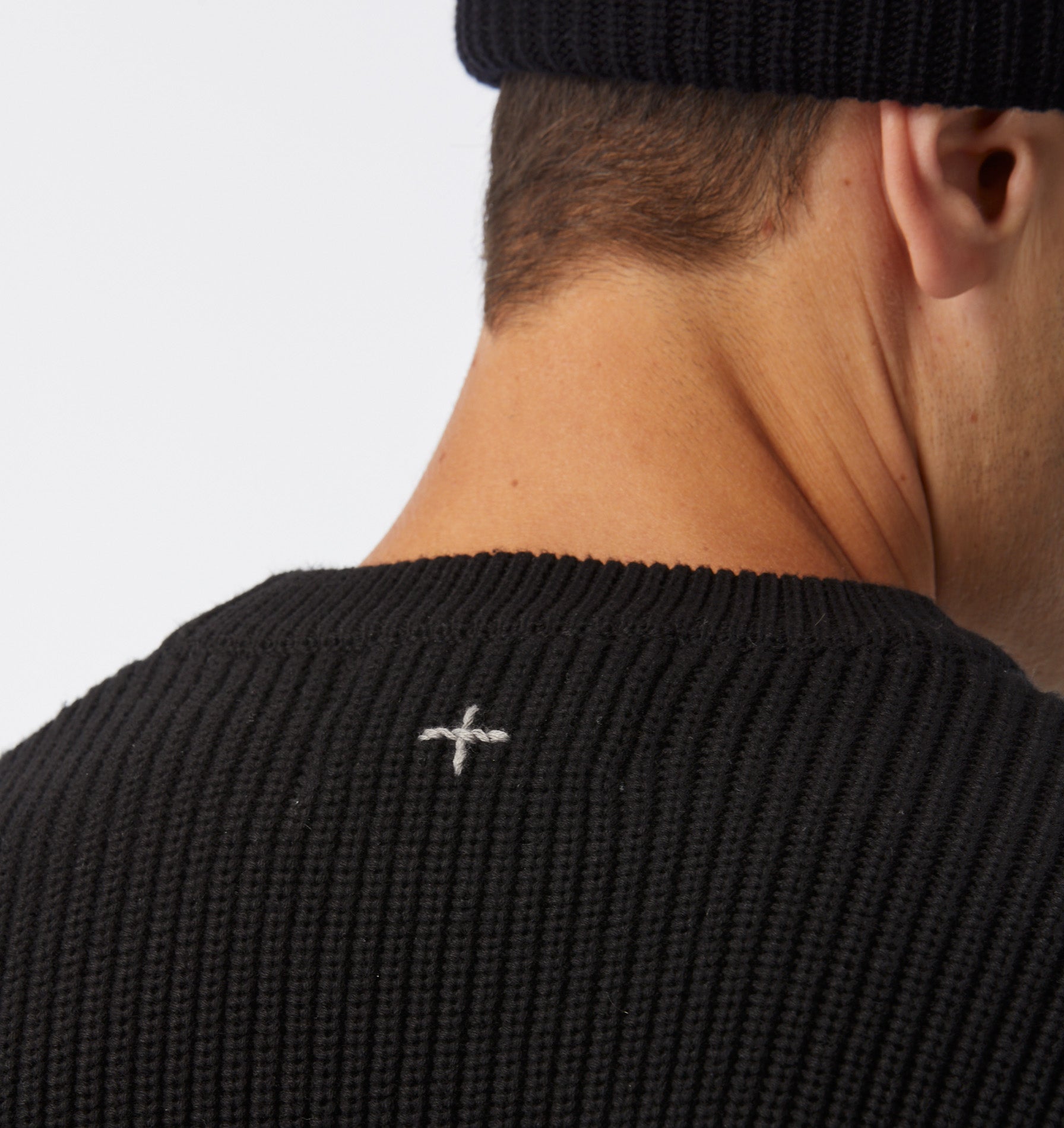 Cropped Knit Sweater - Black