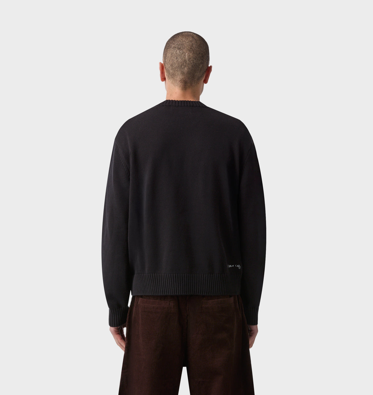 Midweight Crop Knit Sweater - Black