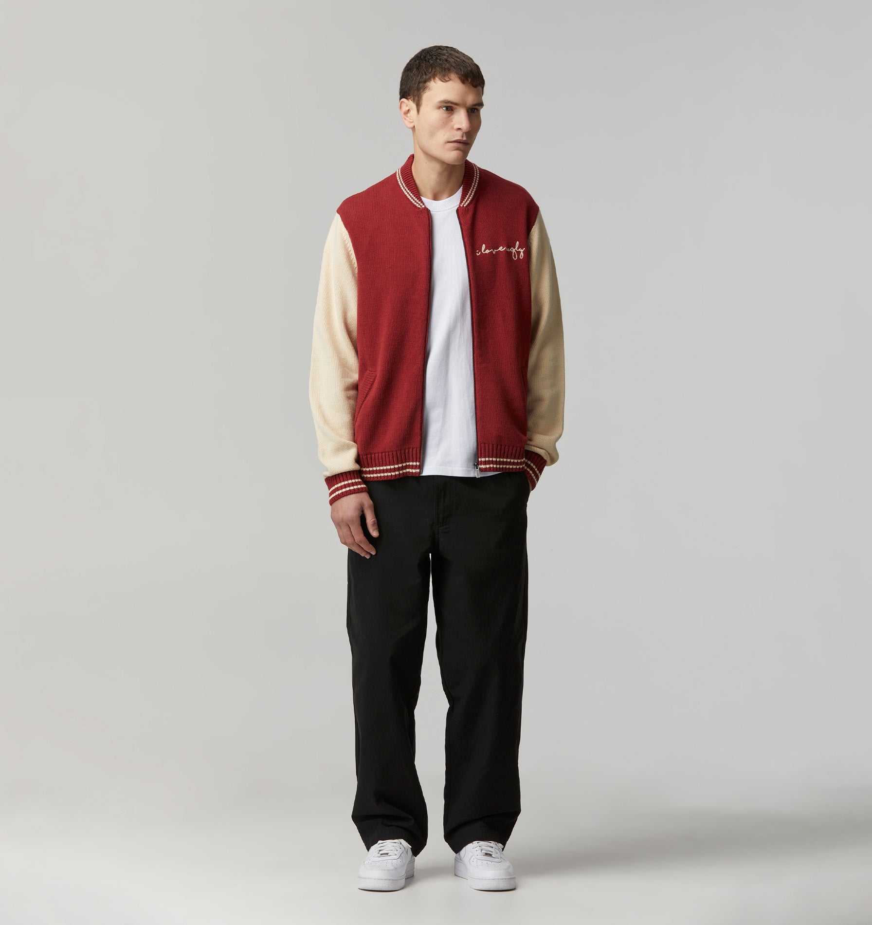 Knit Varsity - Burgundy/Off White