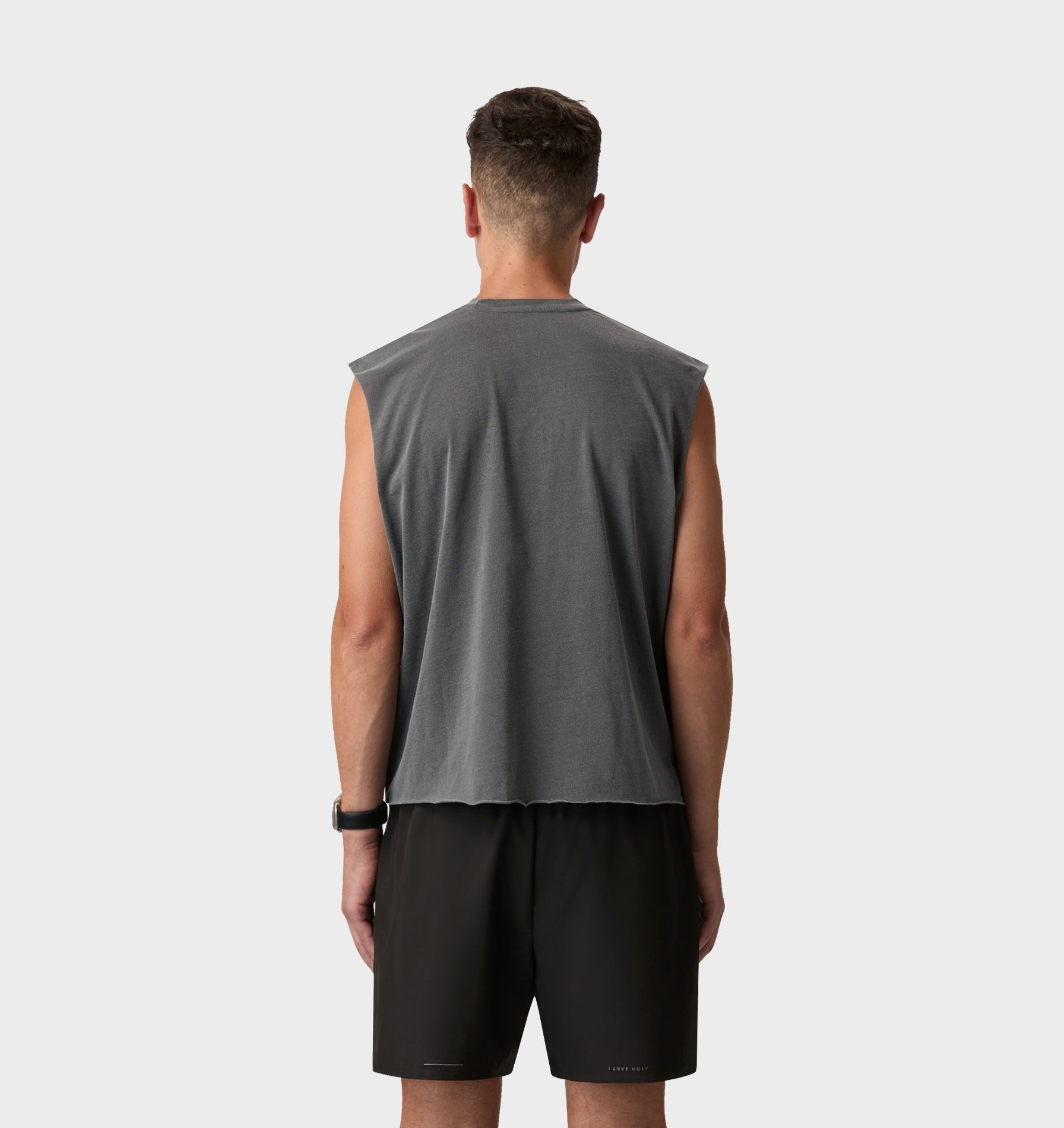 Skeleton Cotton Active Crop Tank - Washed Black