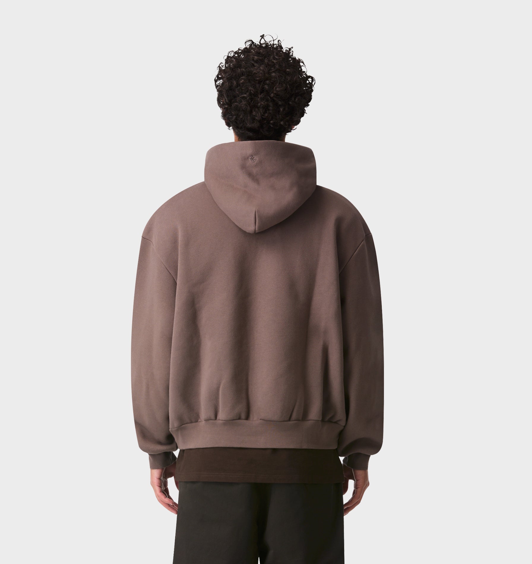 Heavy Crop Zip Hood - Dusky Brown