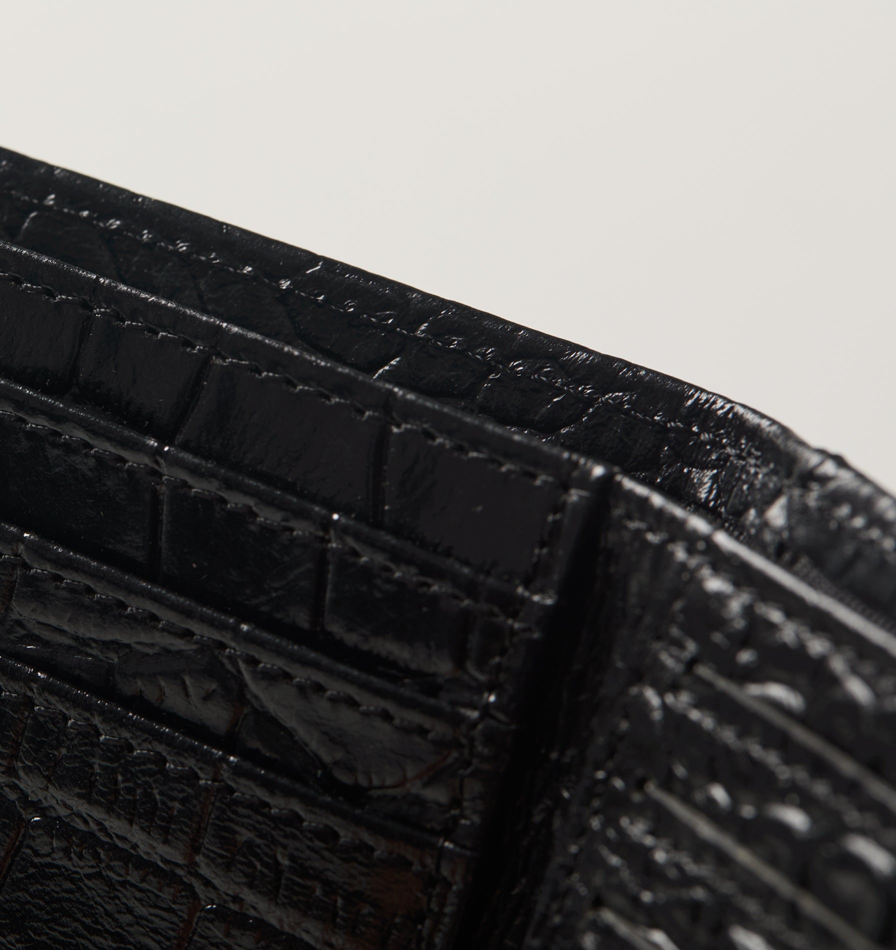 Leather Bi-Fold Wallet - Black Croc