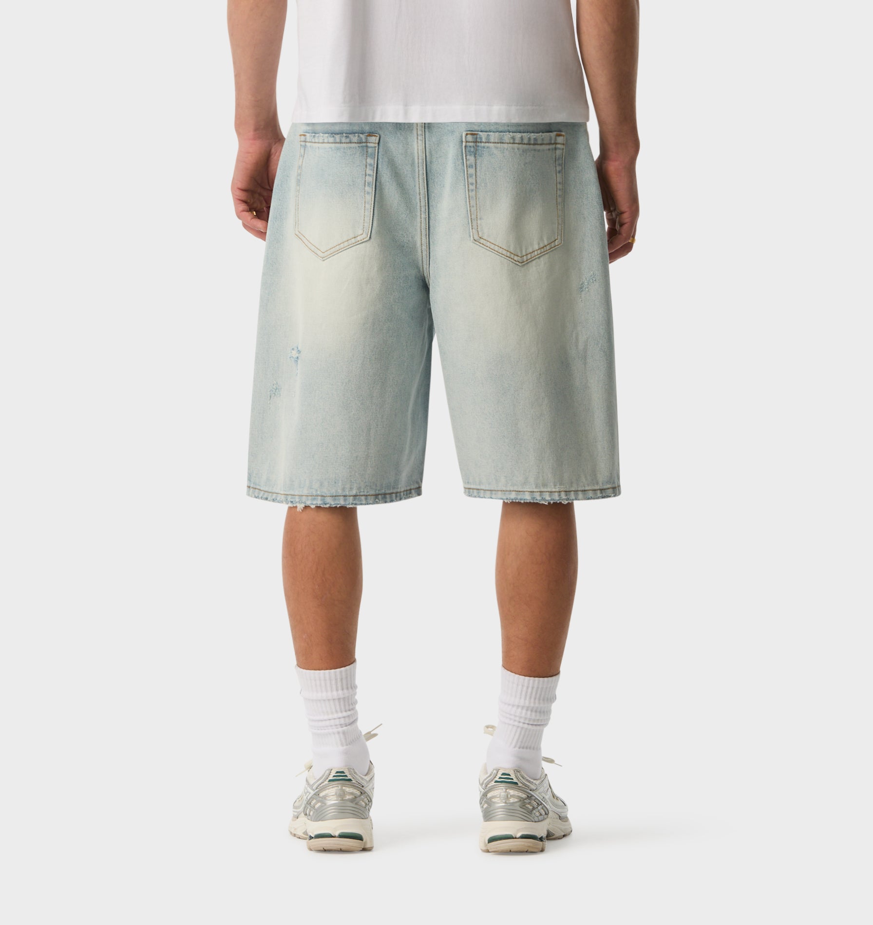 Distressed Wyatt Denim Short - Light Vintage Blue