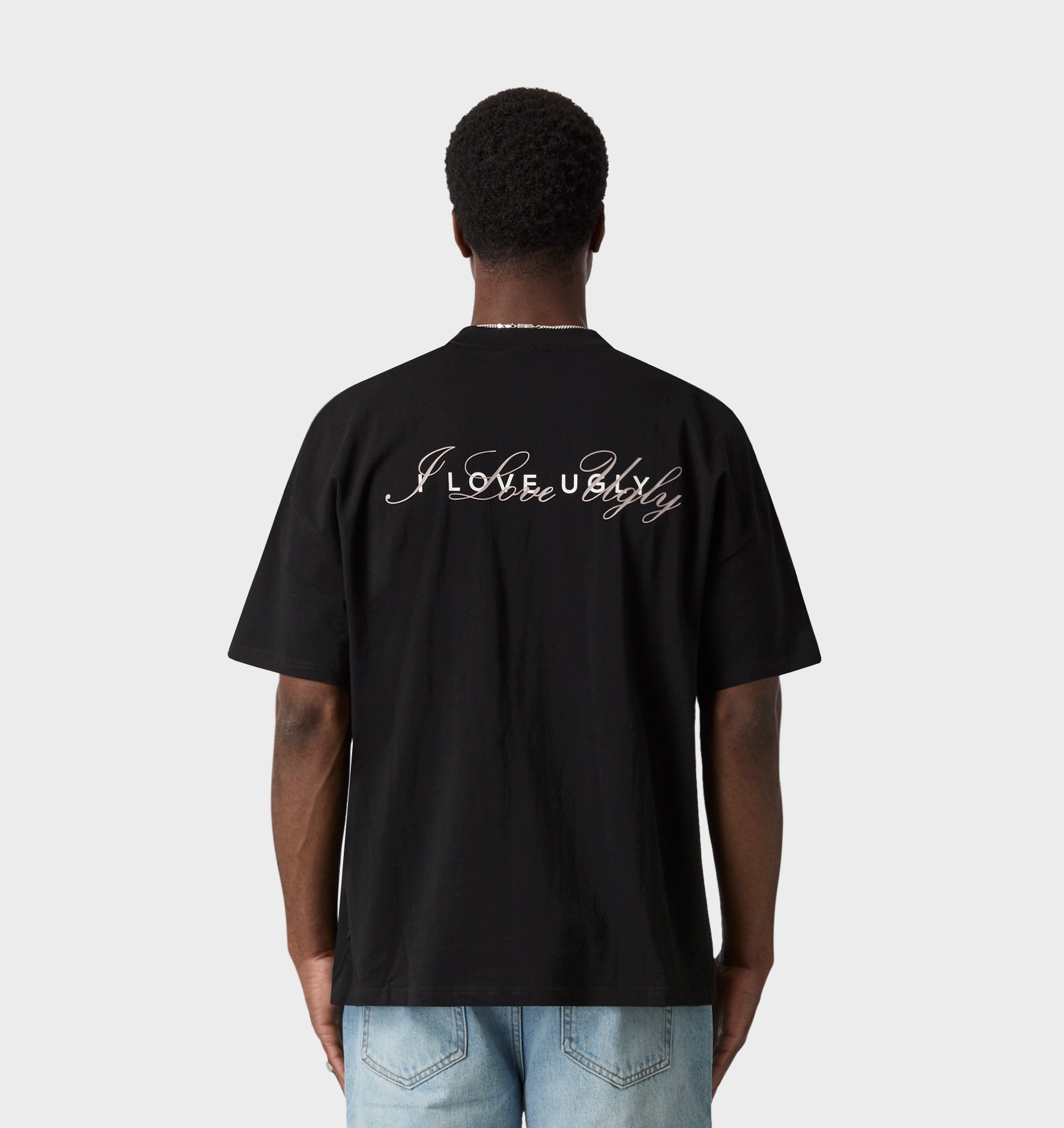Cursive Box Tee 2.0 - Black | I Love Ugly