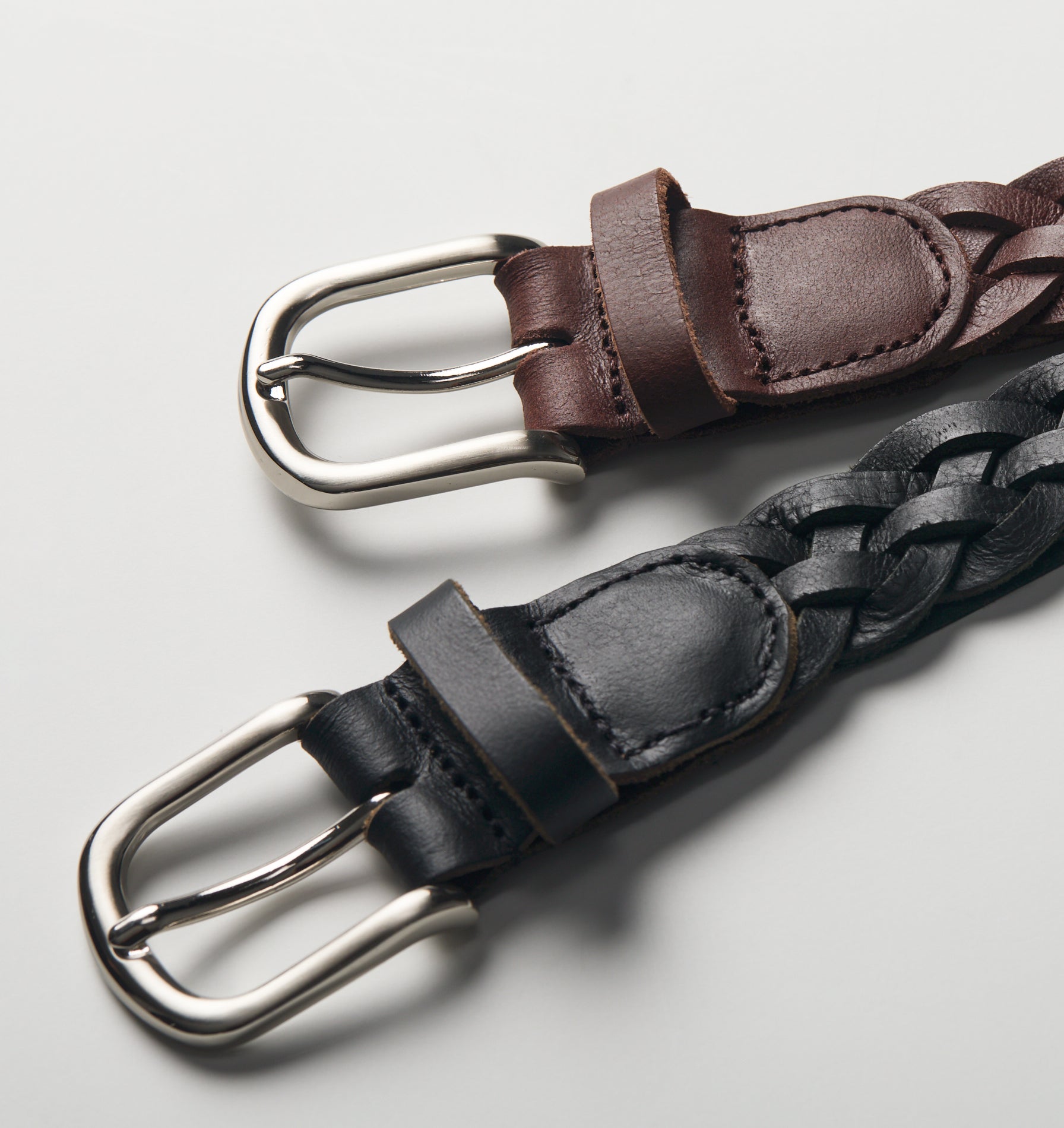 Hand-Braided Leather Belt - Brown
