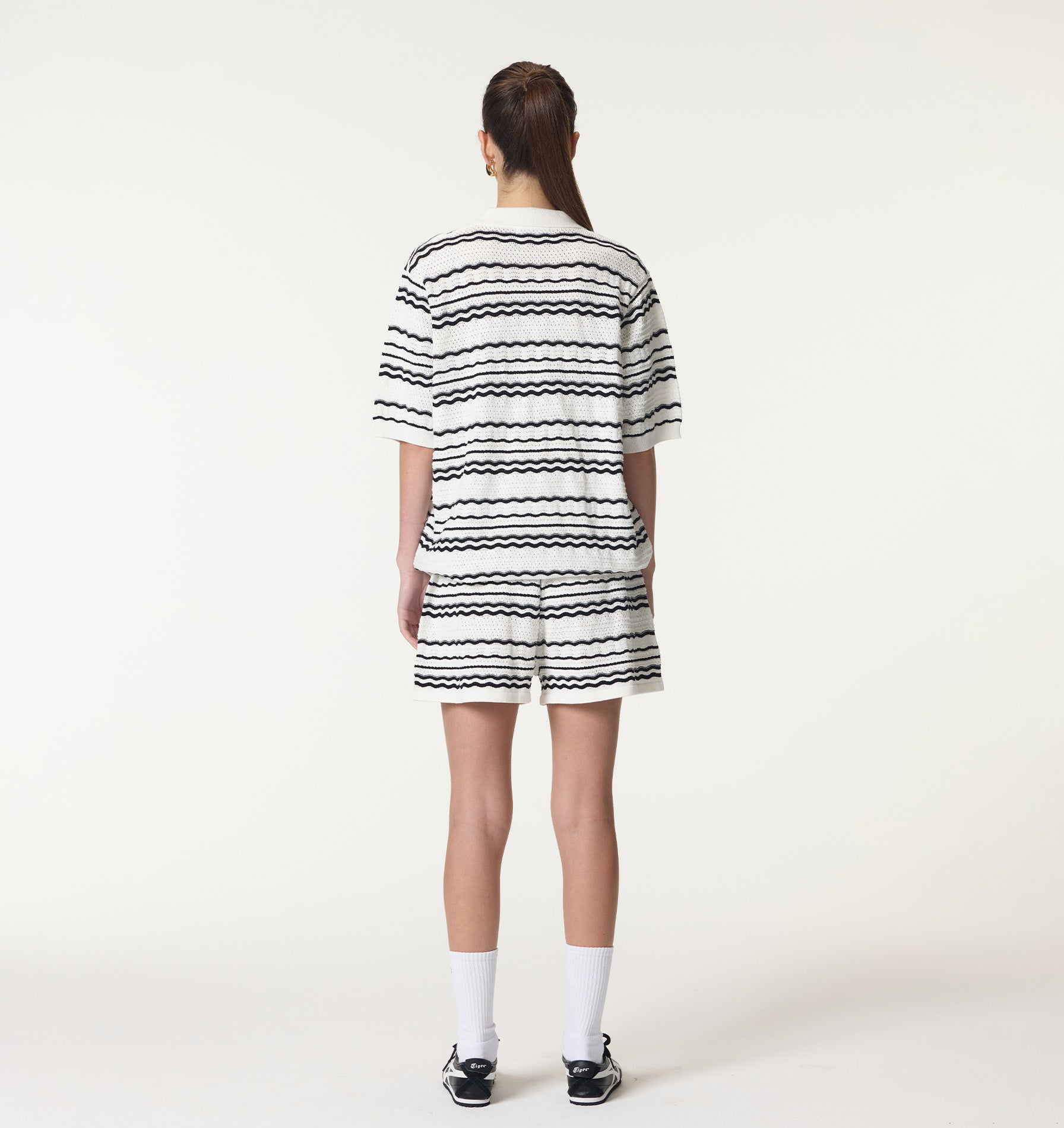 Arlo Striped Knit Polo - White