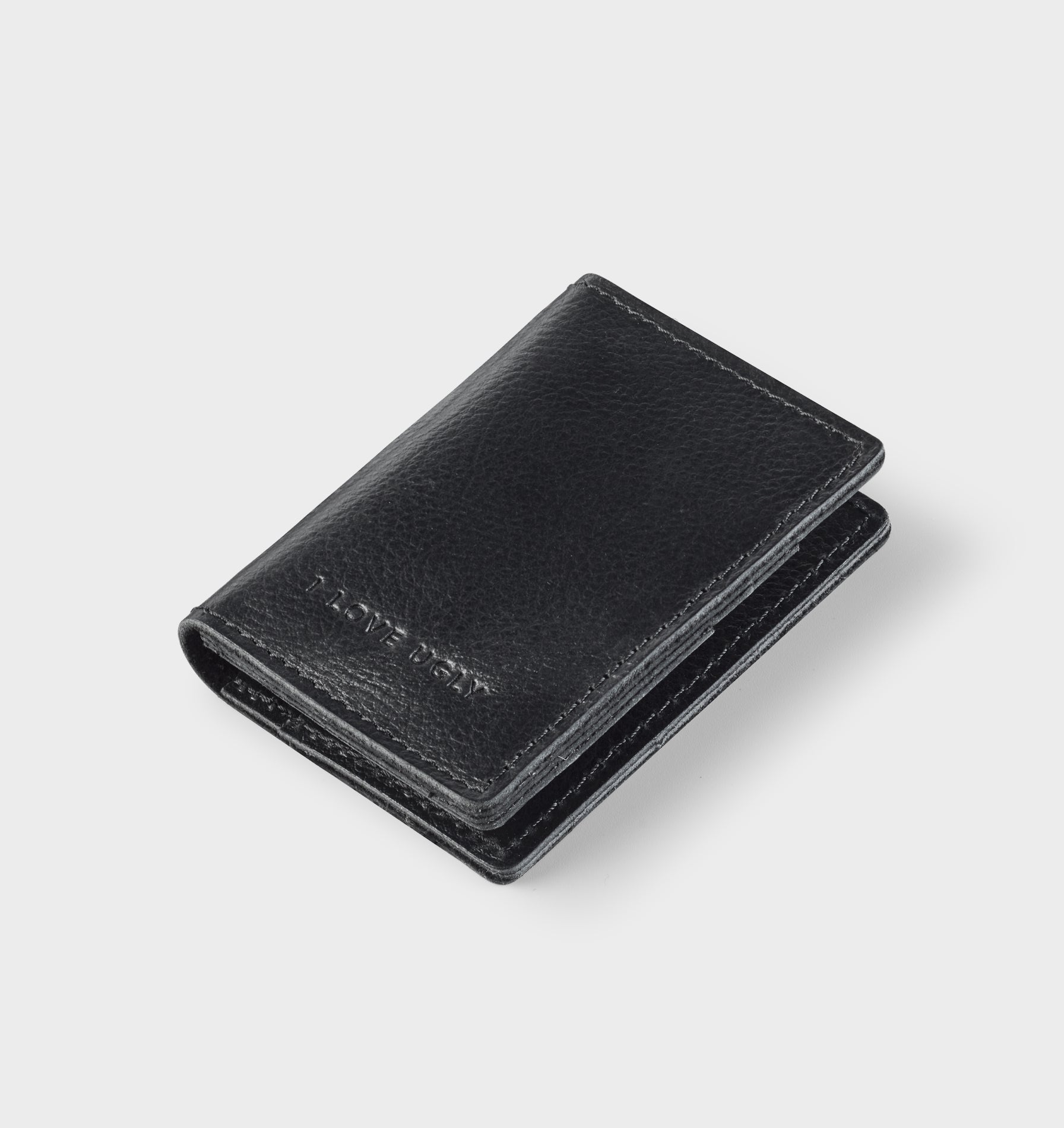 Leather Fold Card Holder - Black