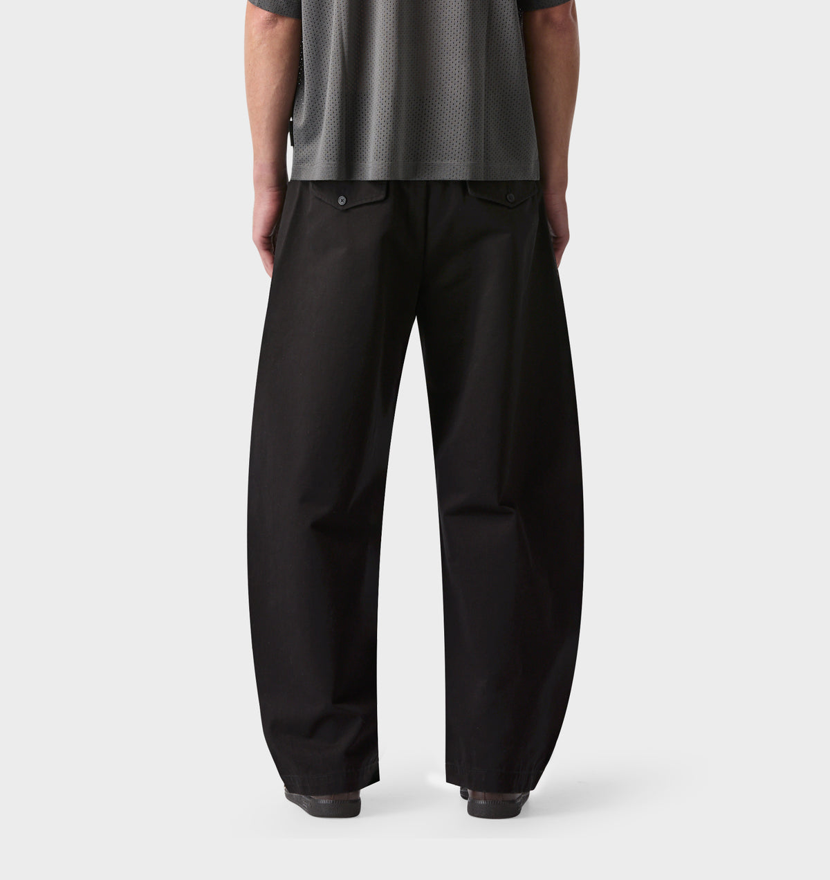 Belted Barrel Leg Pant - Black