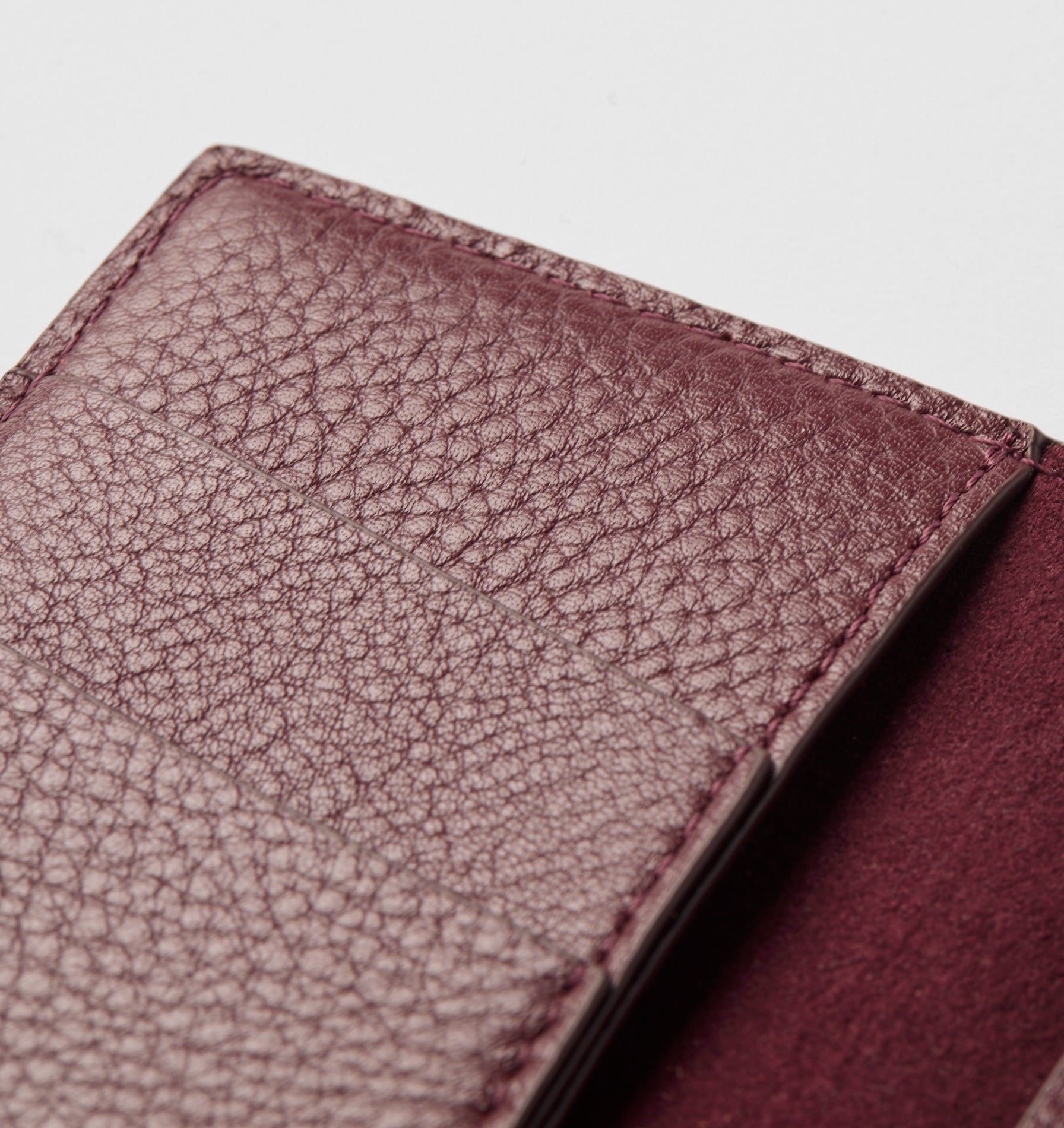 Leather Fold Card Holder - Burgundy