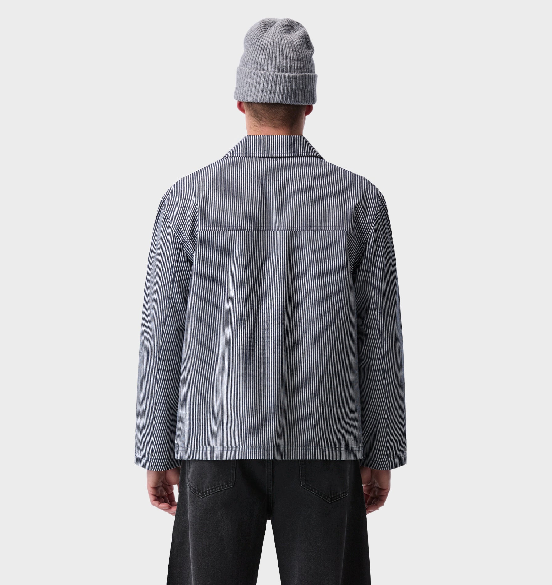 Chore Jacket - White / Navy Stripe