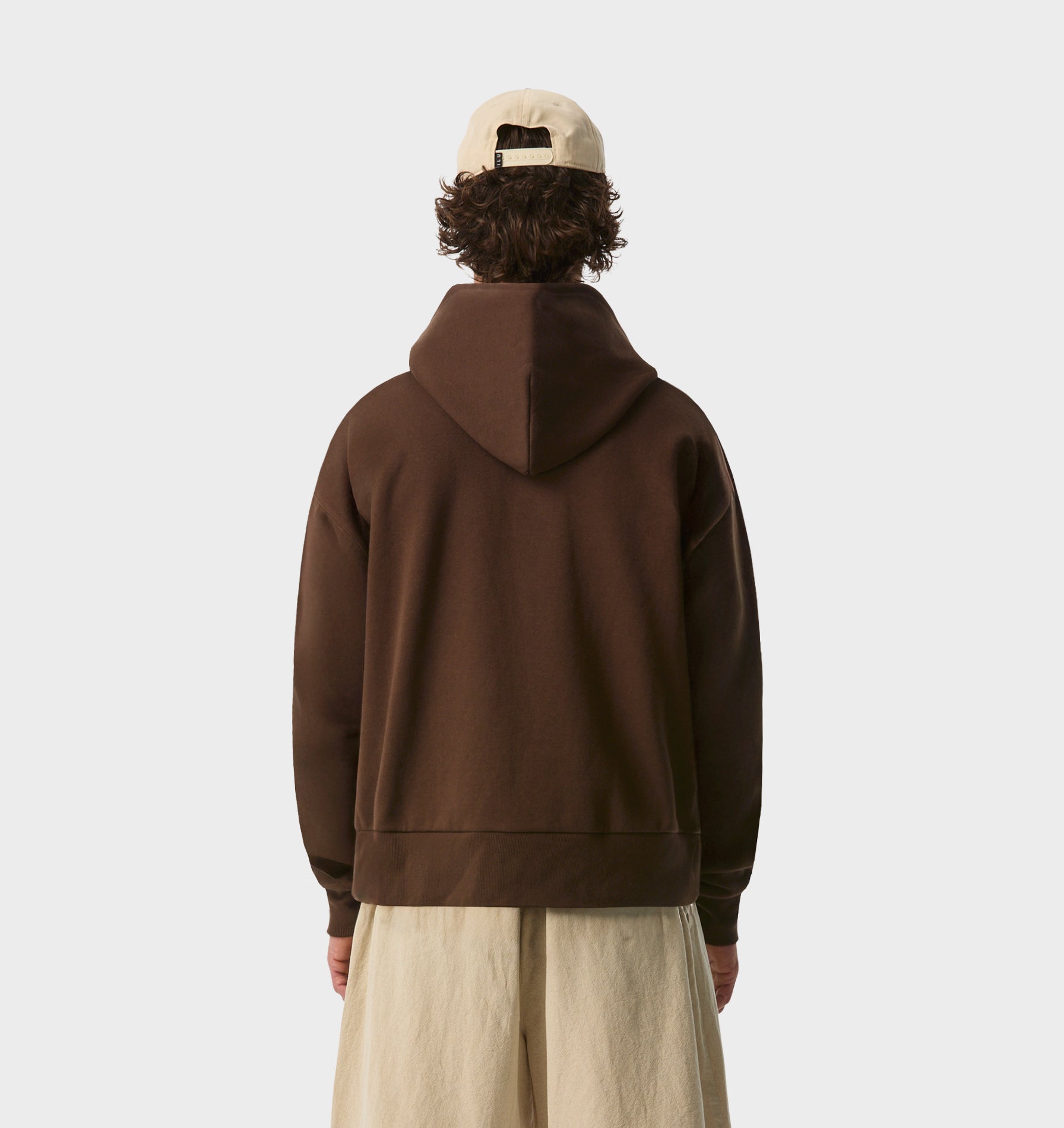 Crop Box Zip Hood - Dark Brown