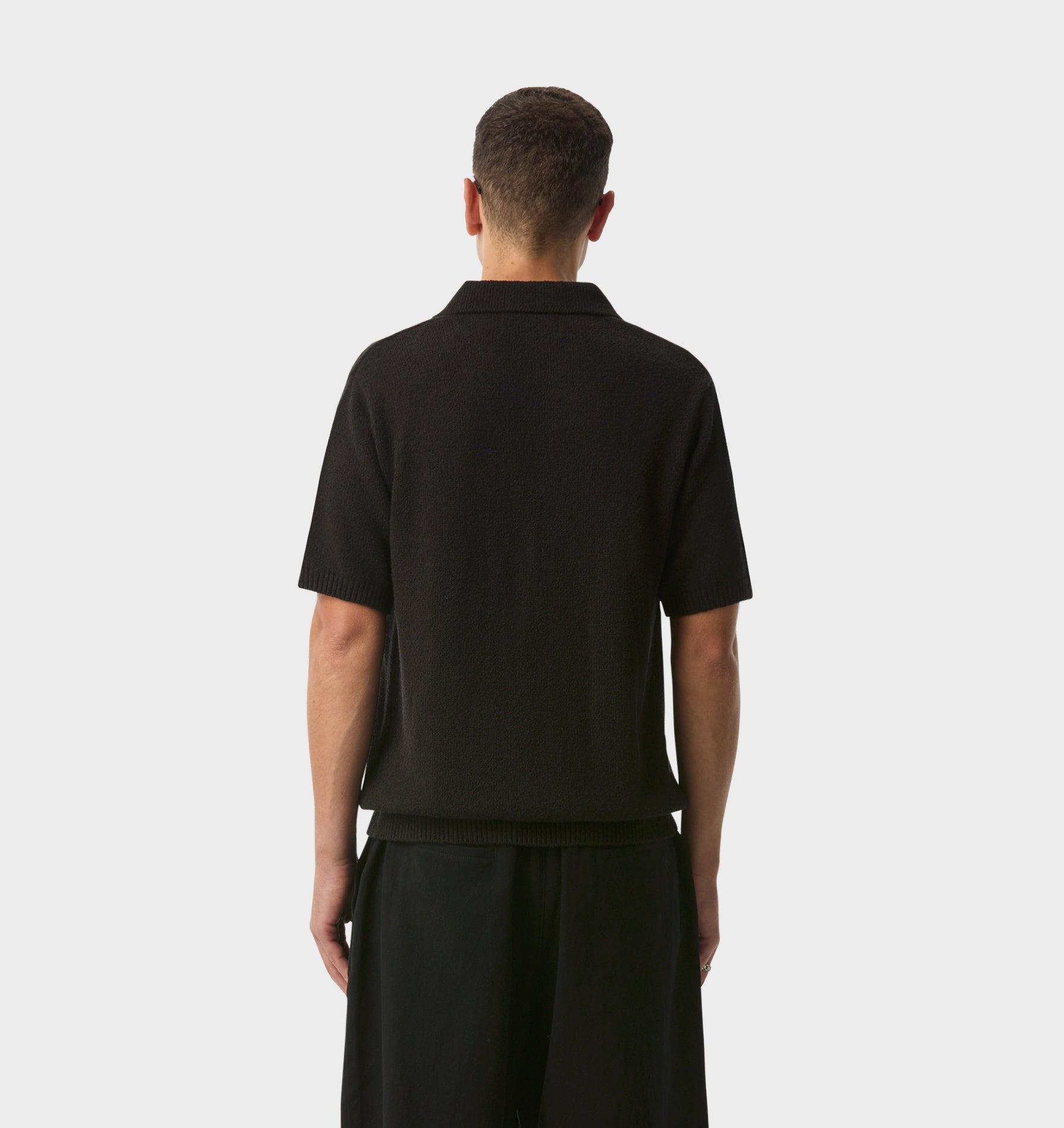 Clive Knit SS Polo - Black