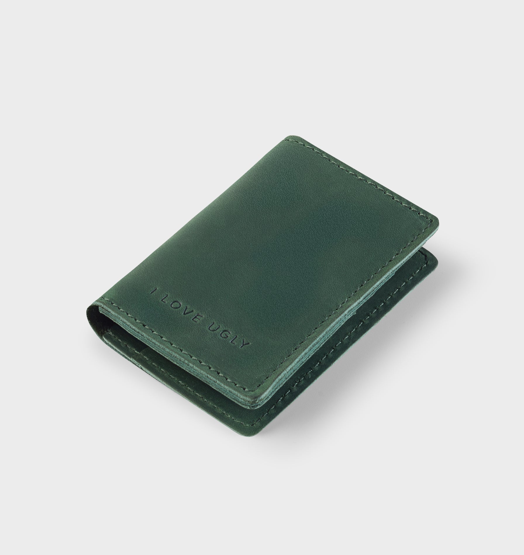 Leather Fold Card Holder - Green
