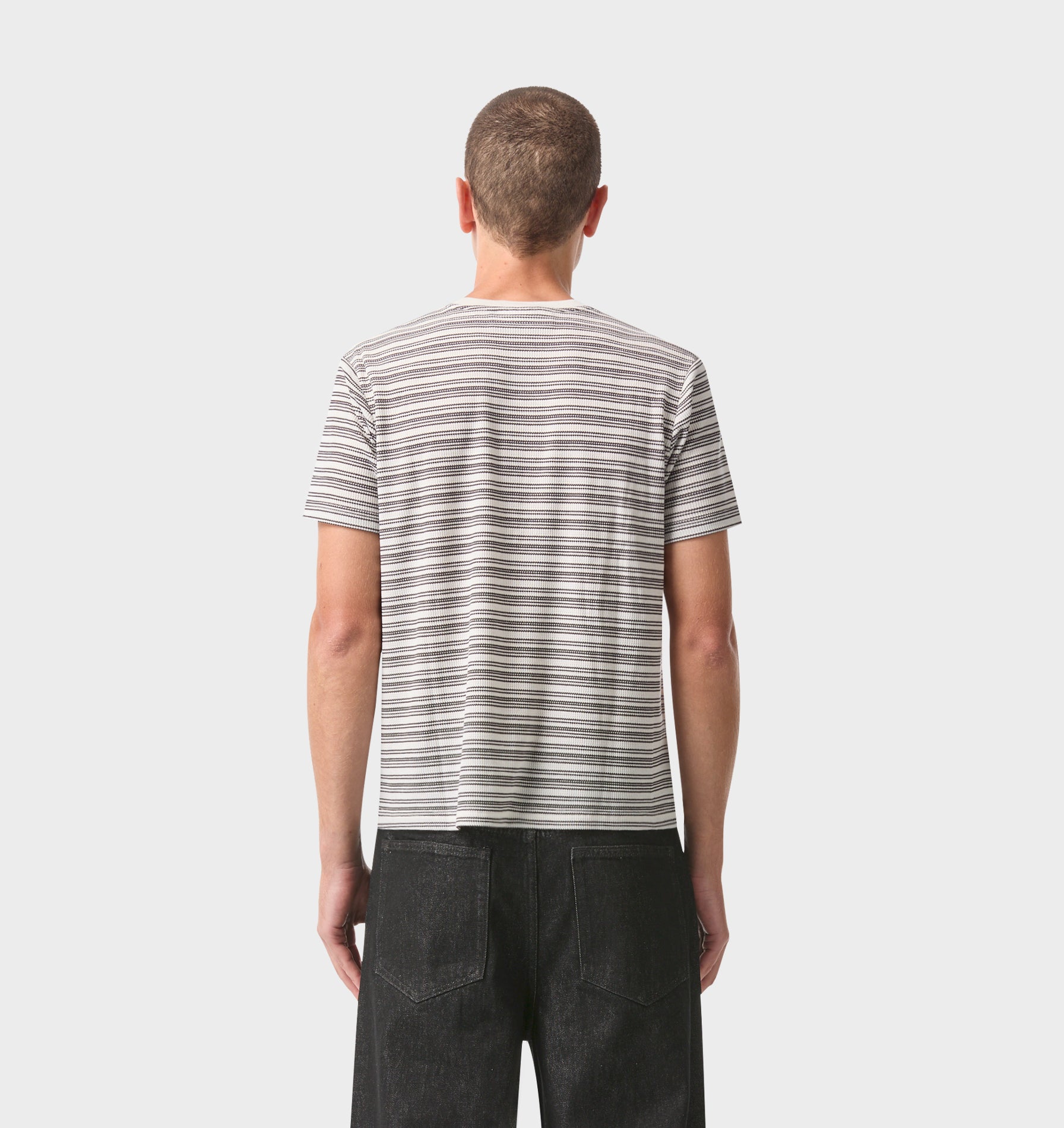 Muscle Tee - White/Black Stripe