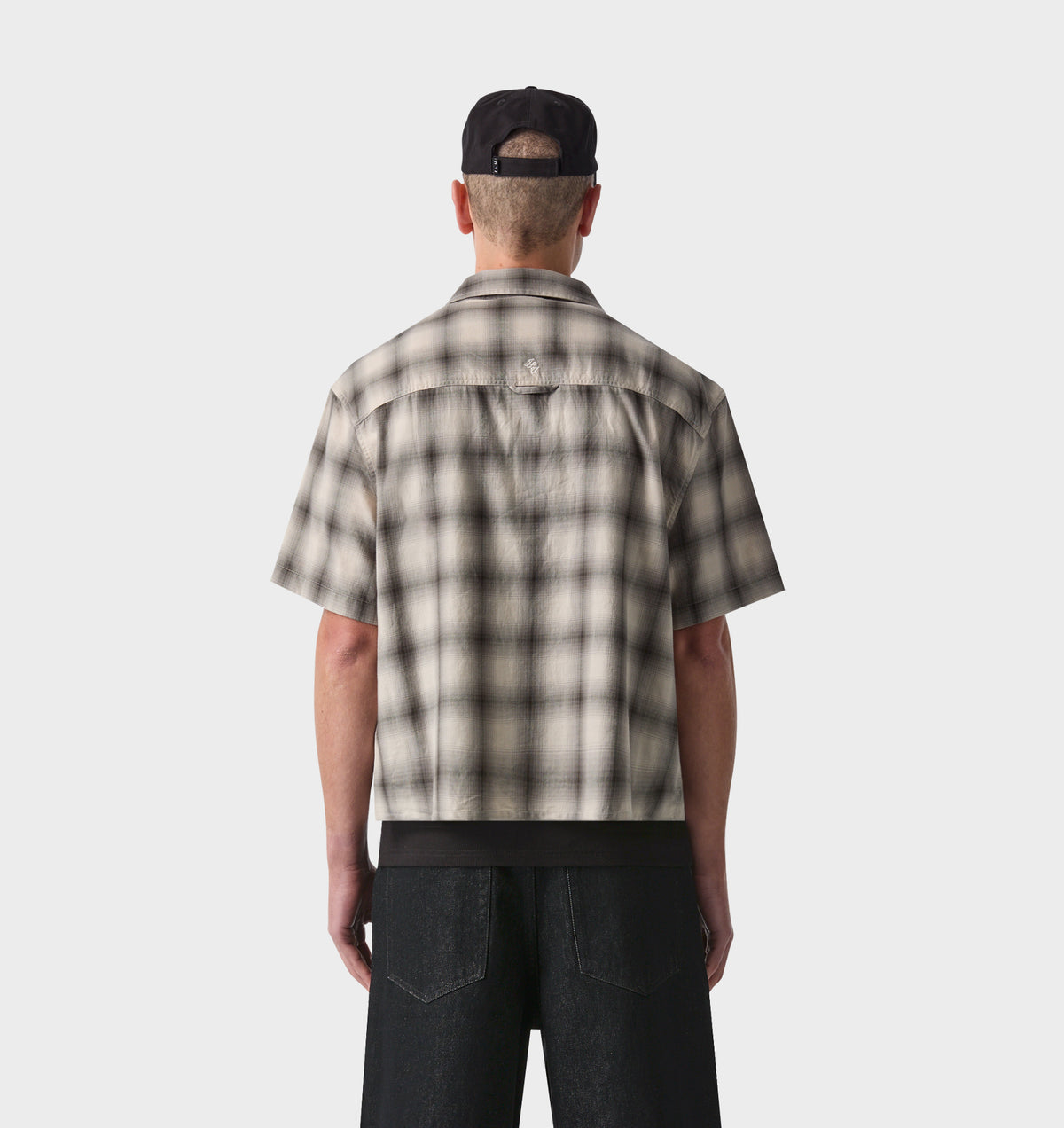 Flannel Crop SS Shirt - Grey Check