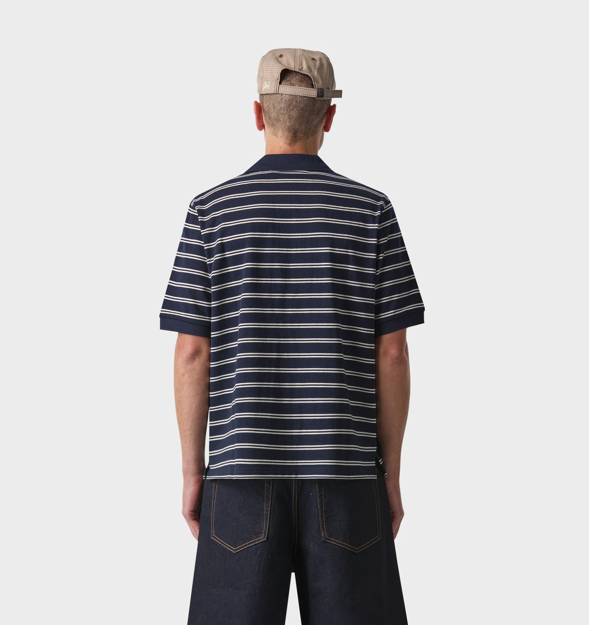 Polo SS Shirt - Navy / Off White Stripe