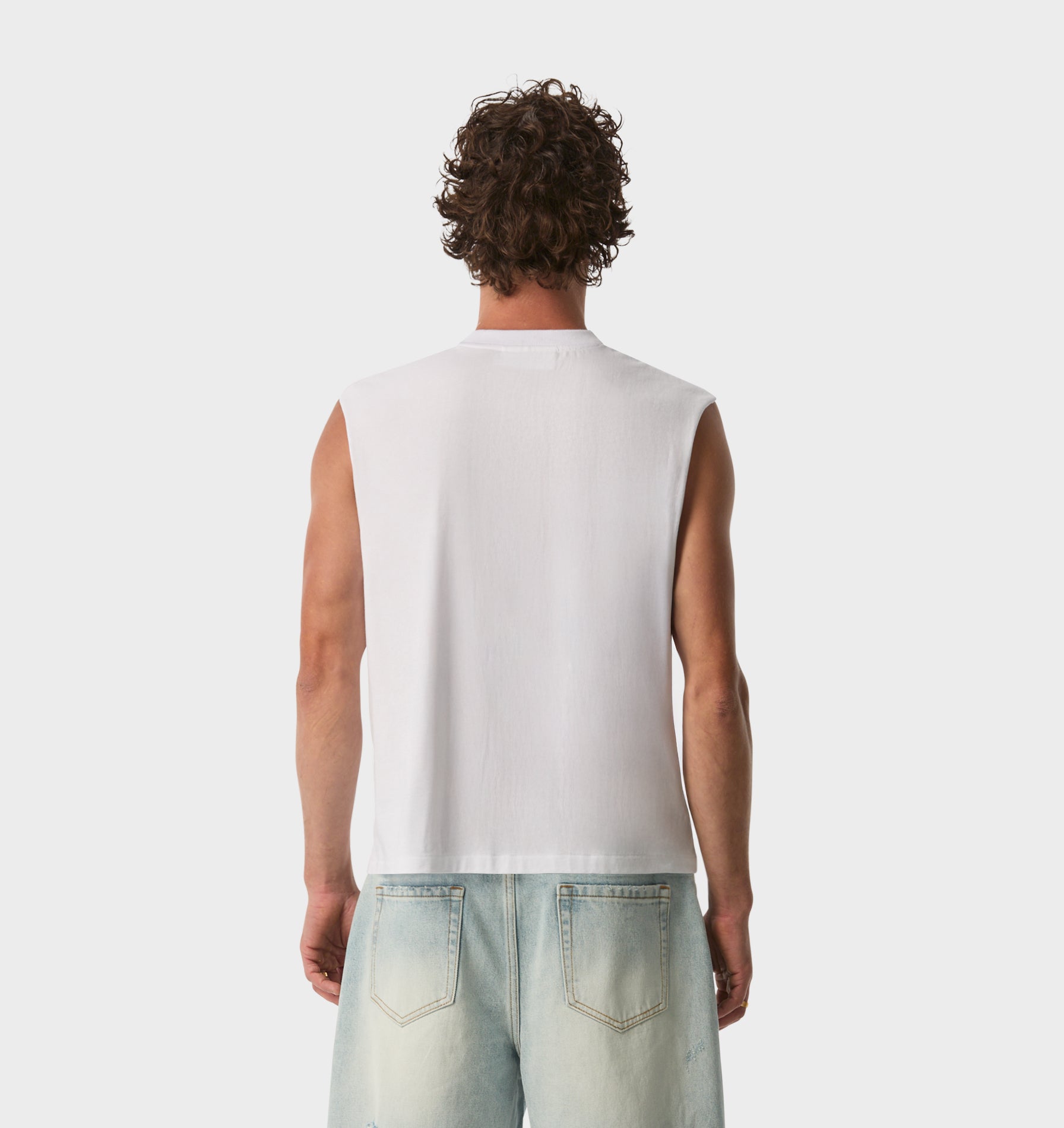 Hand Drawn Crop Tank - White