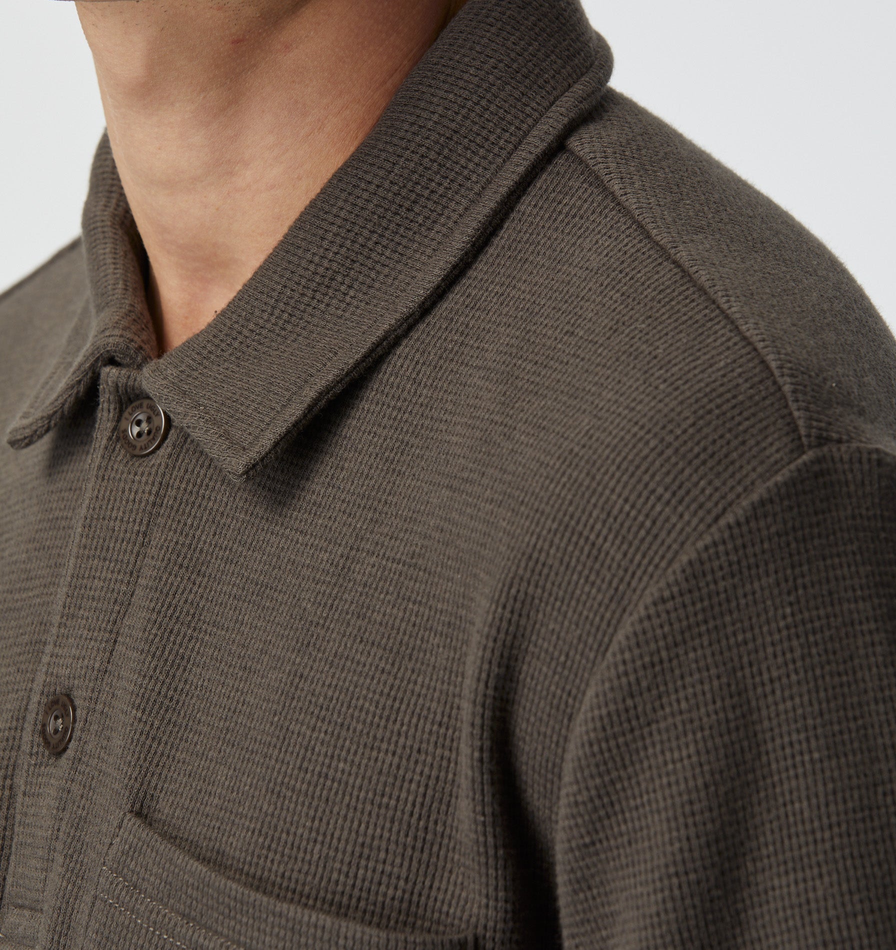 Waffle Polo Shirt - Burnt Olive