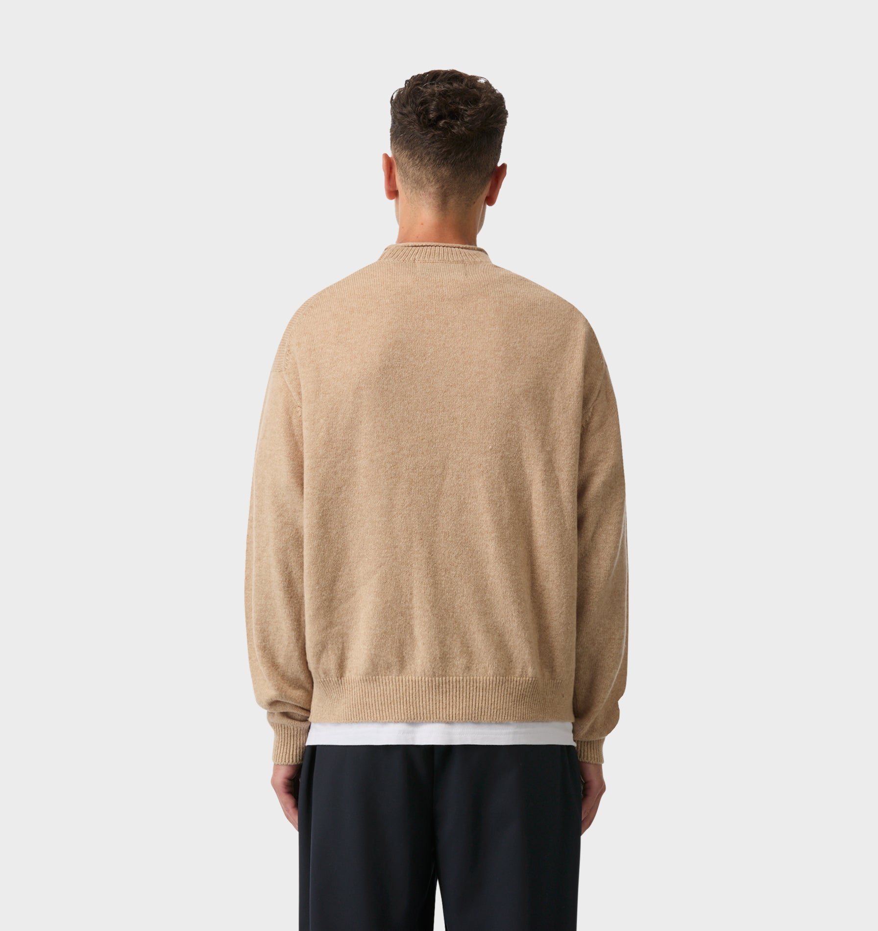 Rolled Neck Knit Sweater - Oatmeal