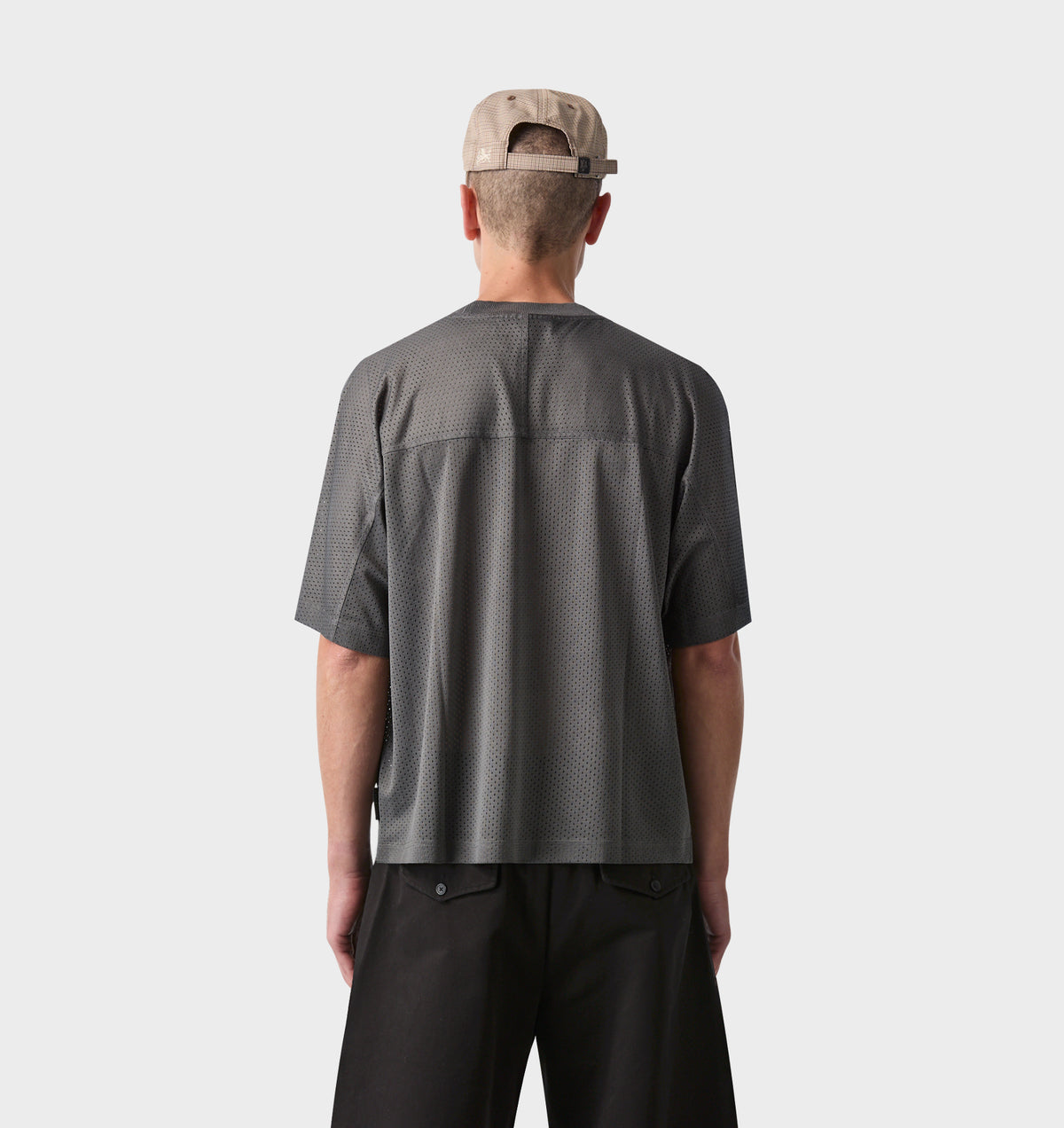 Mesh Crop Box Tee - Washed Black