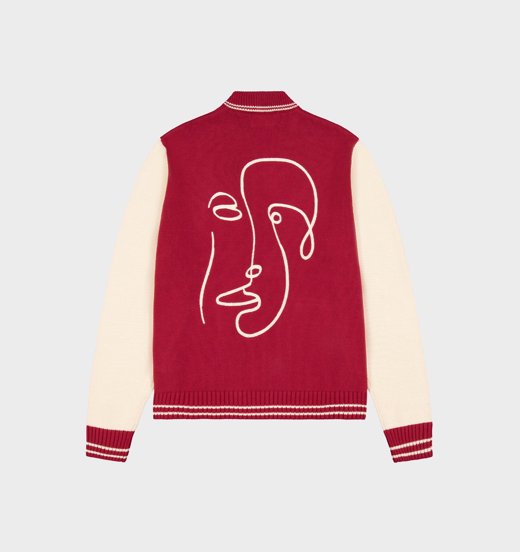 Knit Varsity - Burgundy/Off White