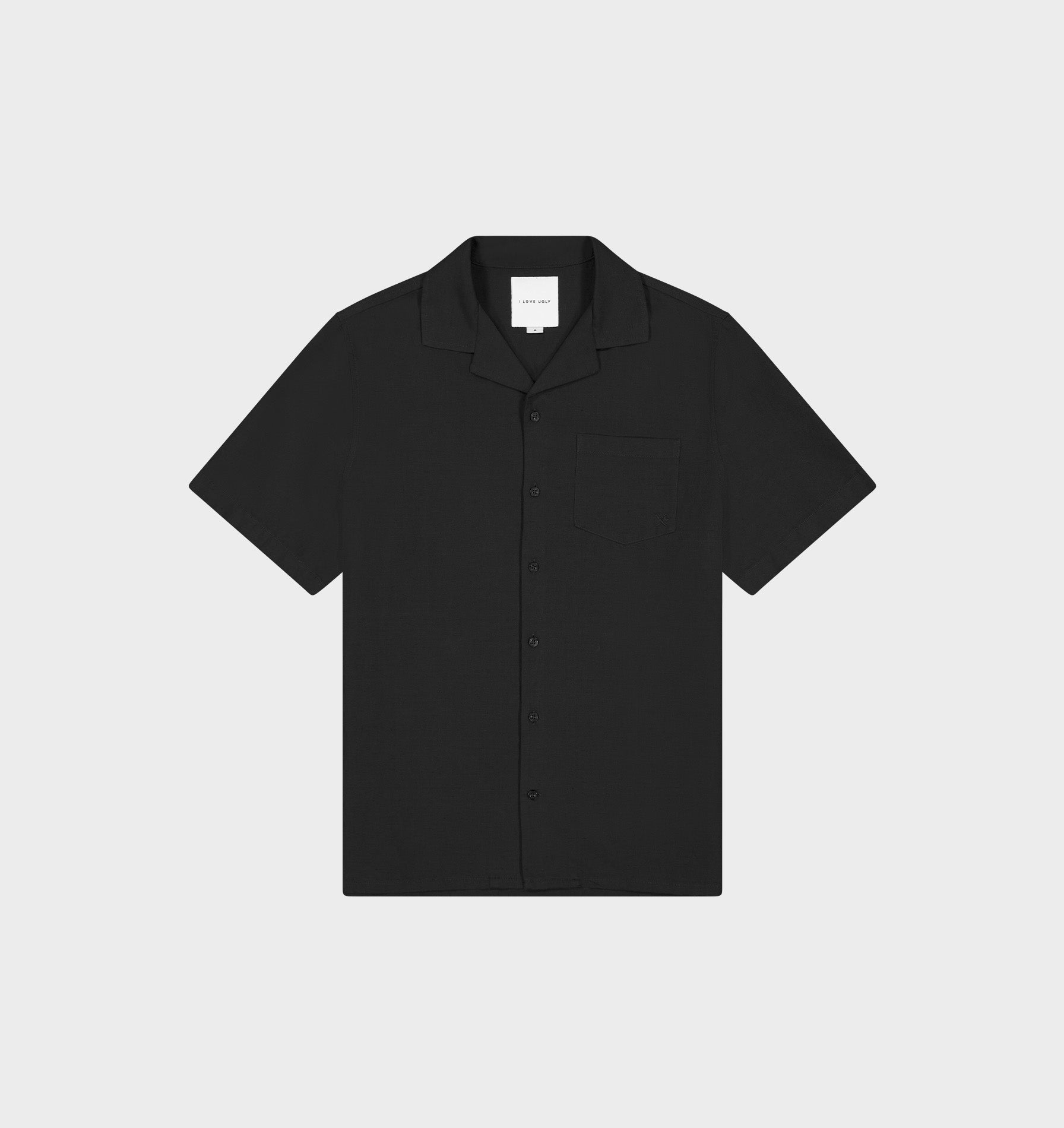 Linen Cuban Collar SS Shirt -Black