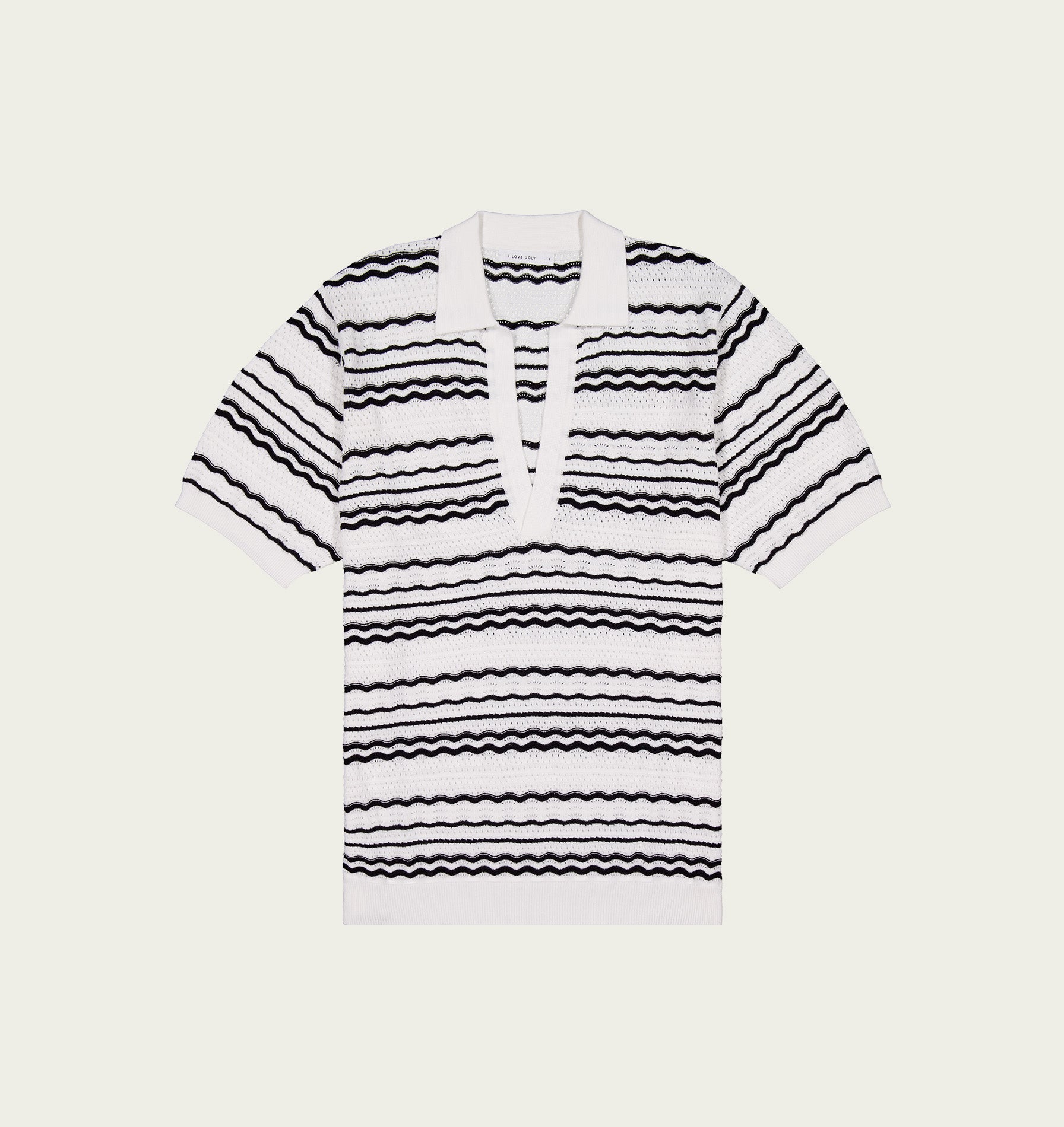 Arlo Striped Knit Polo - White