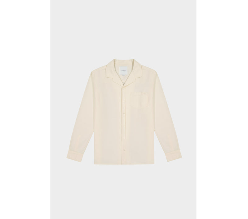Seersucker Cuban LS Shirt - Off White