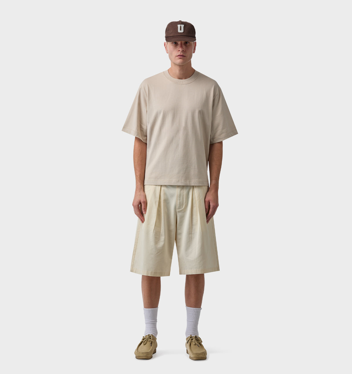 Wide Pleat Short - Ecru