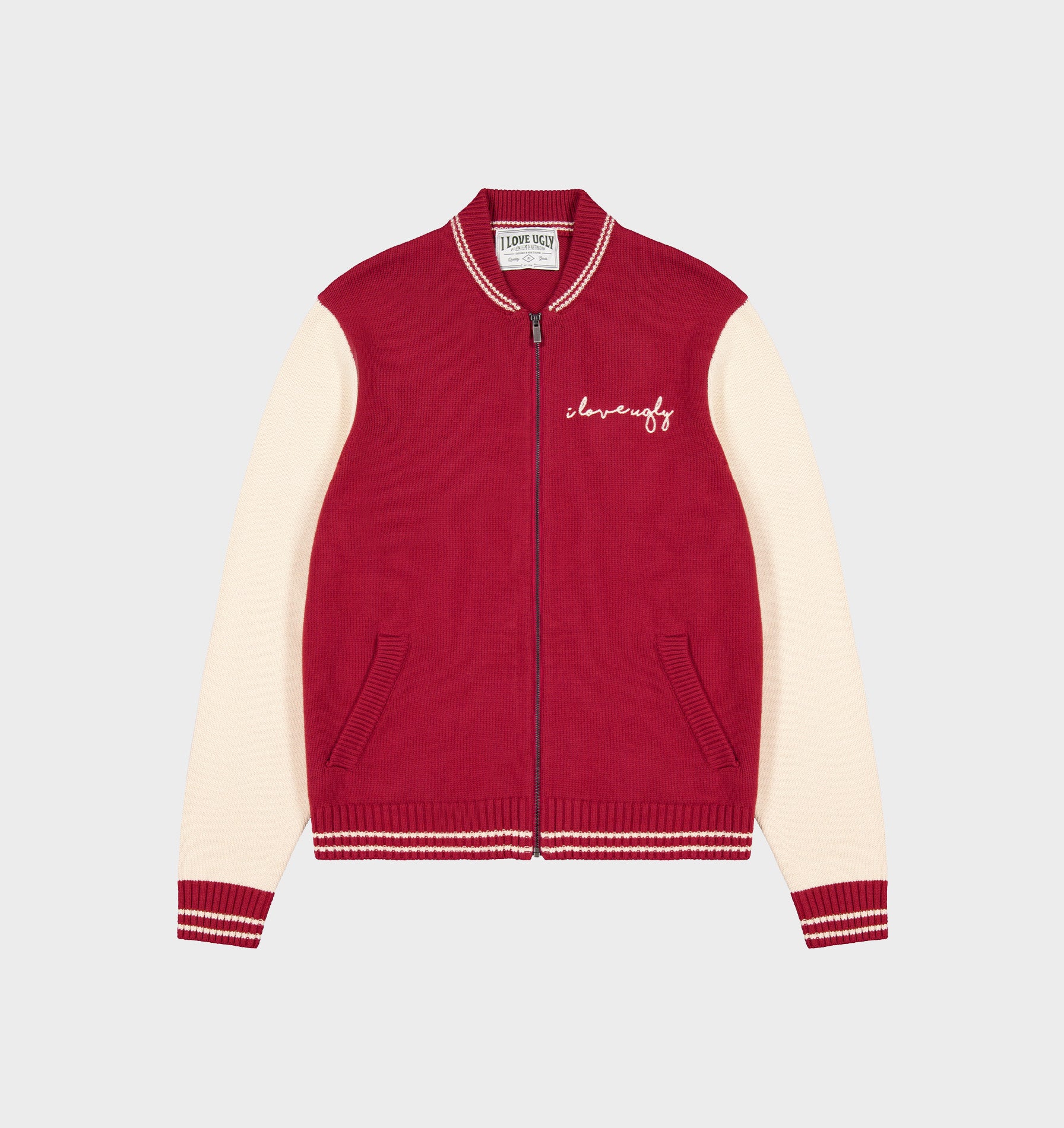 Knit Varsity - Burgundy/Off White