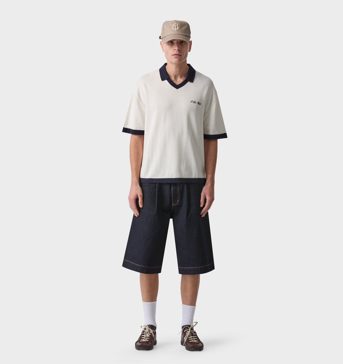 Knit SS Polo - Off White/Navy