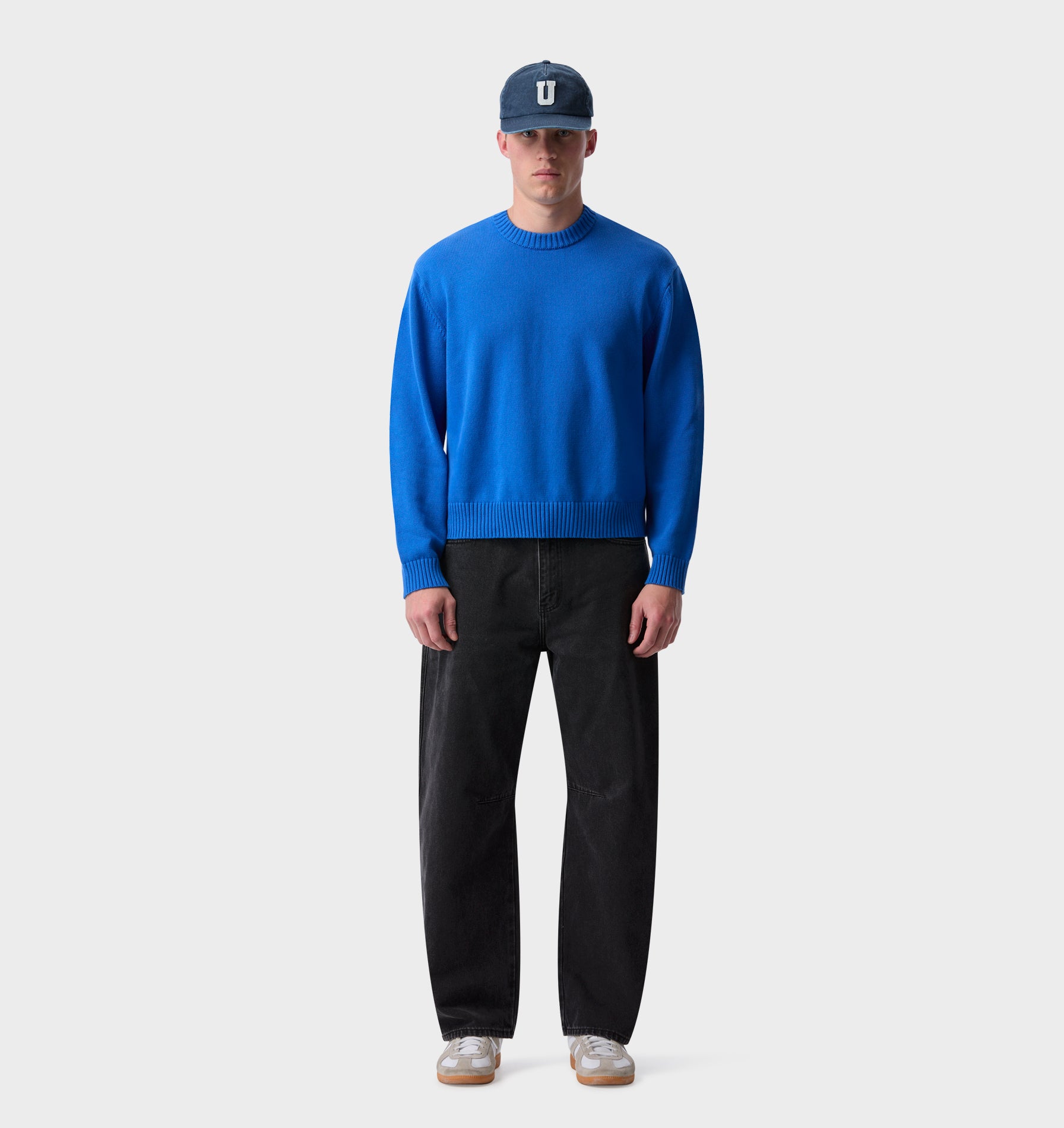Midweight Crop Knit Sweater - Cobalt