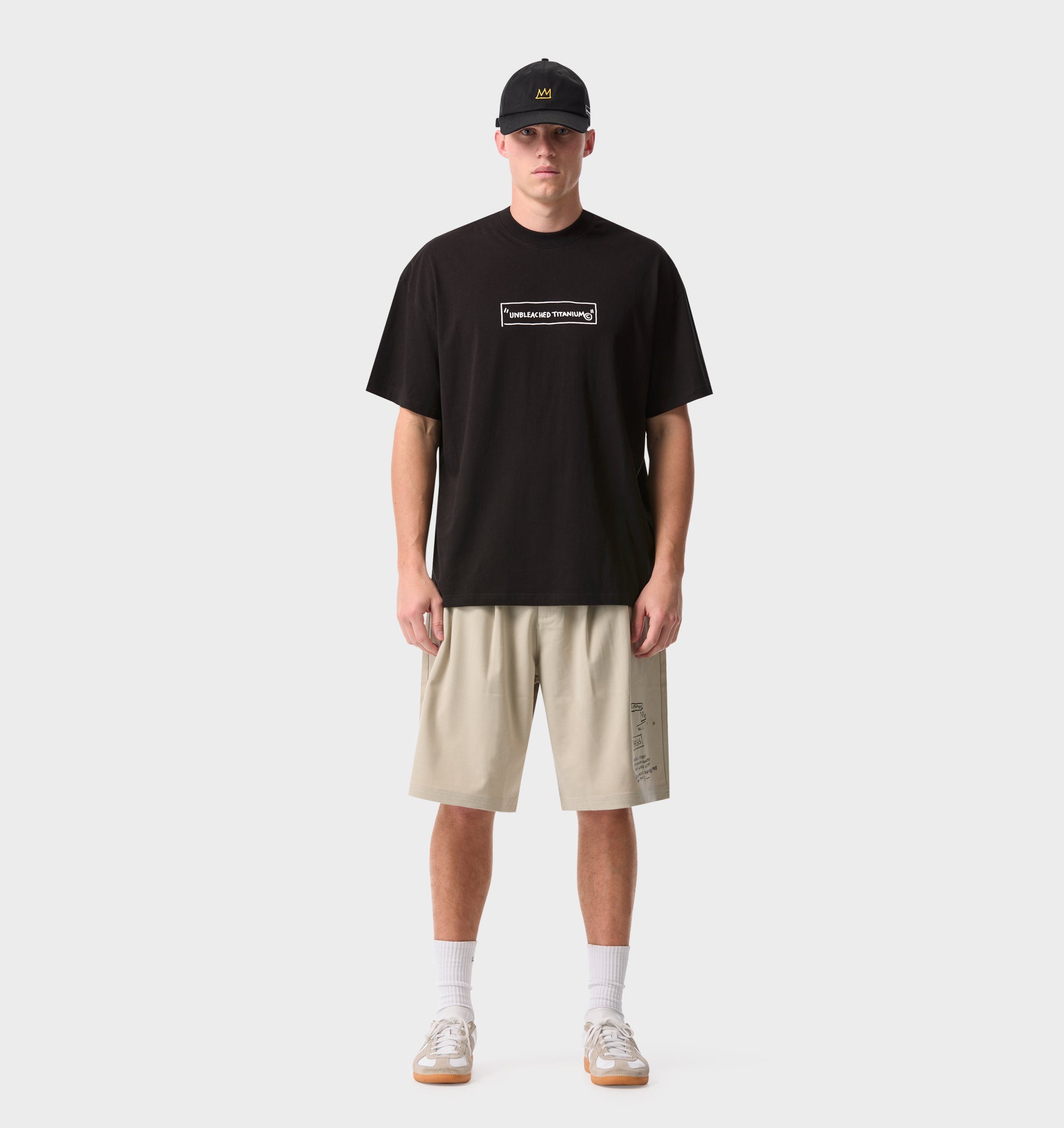 Basquiat Scribble Alby Pleat Short - Stone