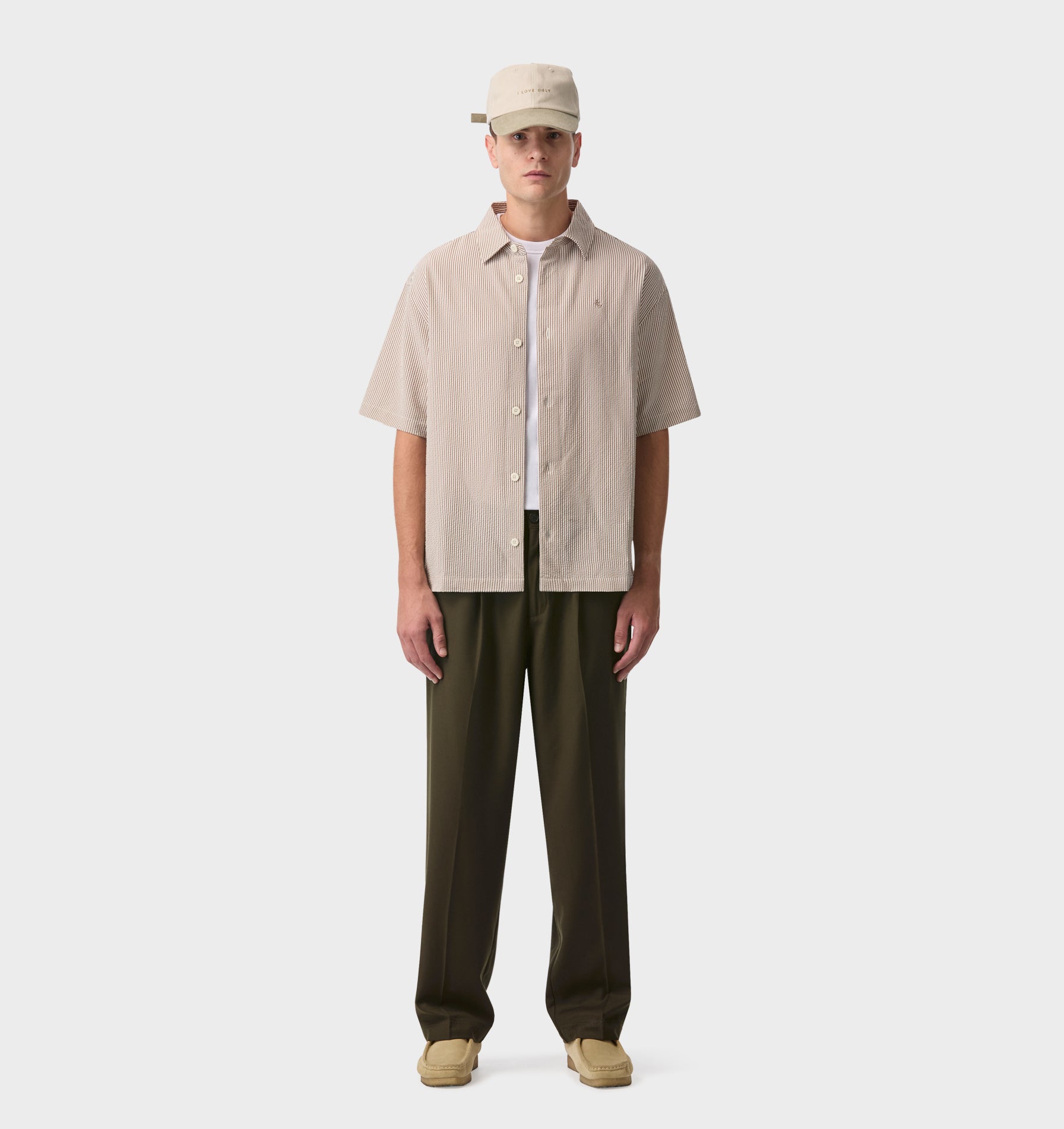 Dawson Boxy SS Shirt - Brown Stripe