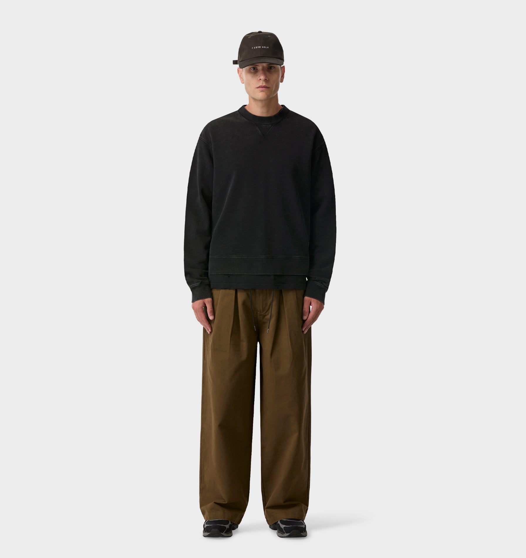 Crop Oversized Crew - Vintage Black | I Love Ugly