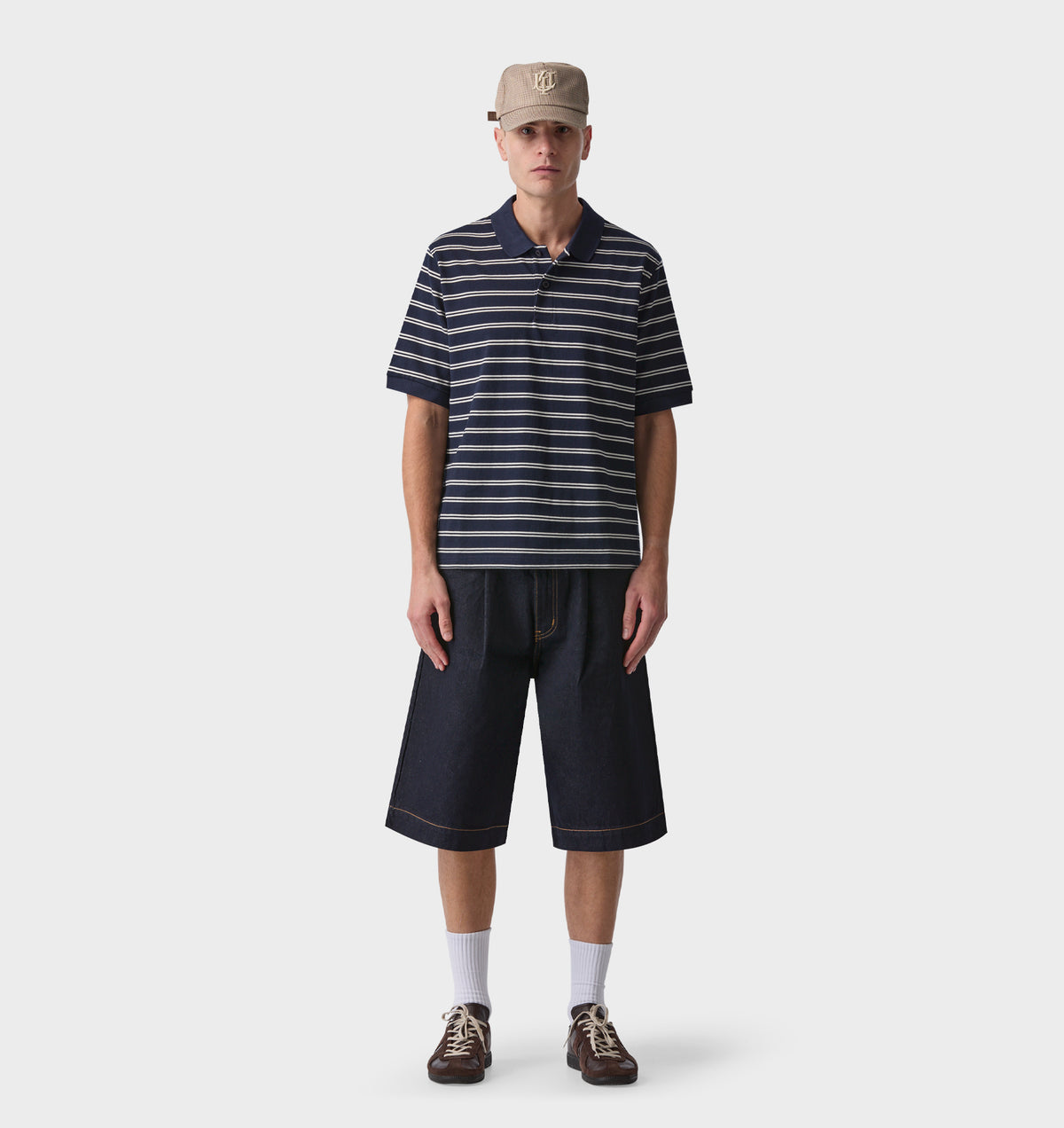 Polo SS Shirt - Navy / Off White Stripe