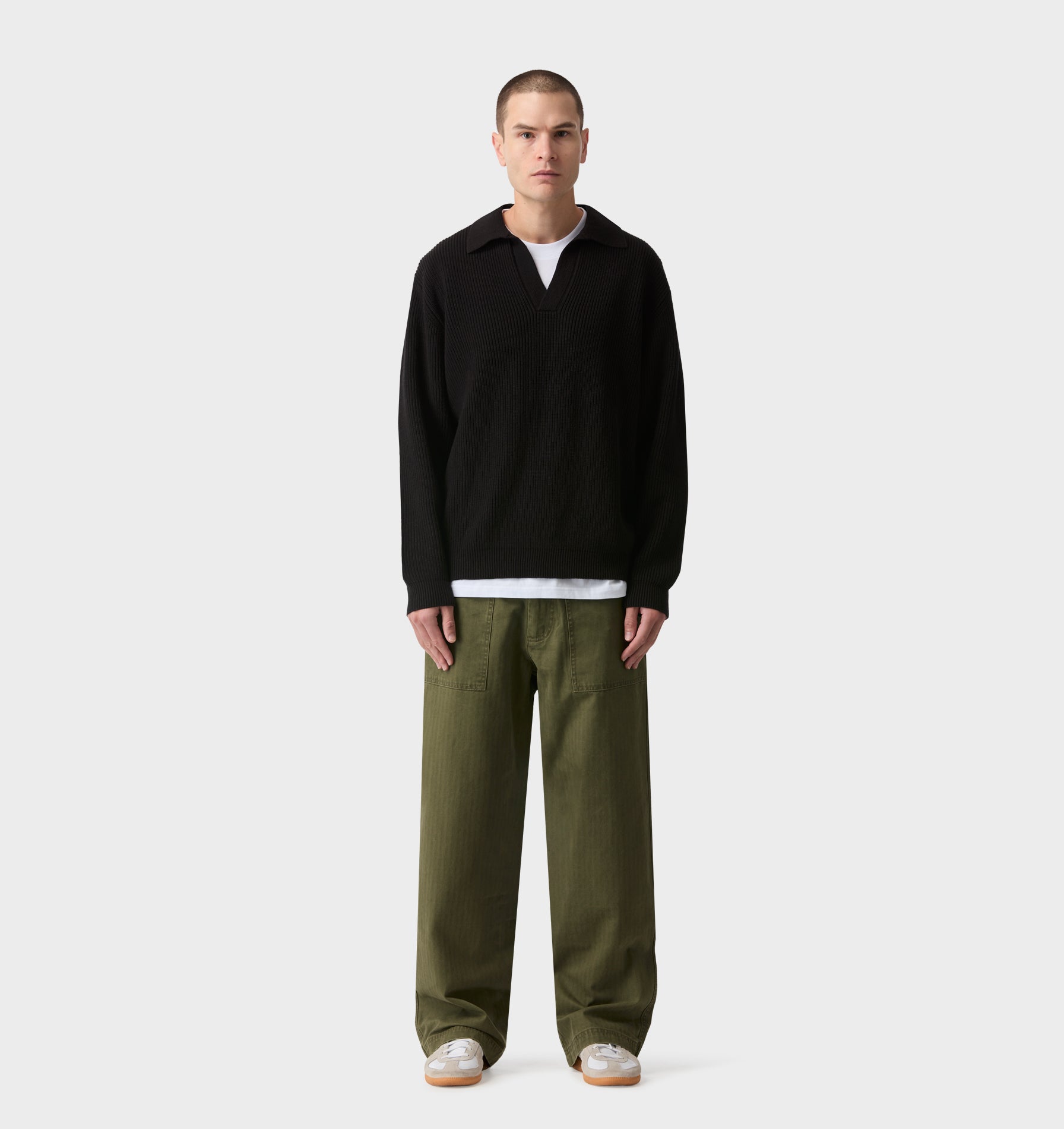 Knit LS Polo - Black | I Love Ugly
