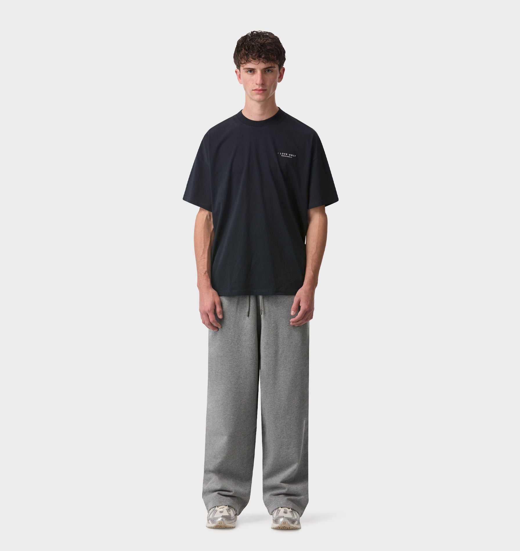 Wide Leg Track Pant - Grey Marle