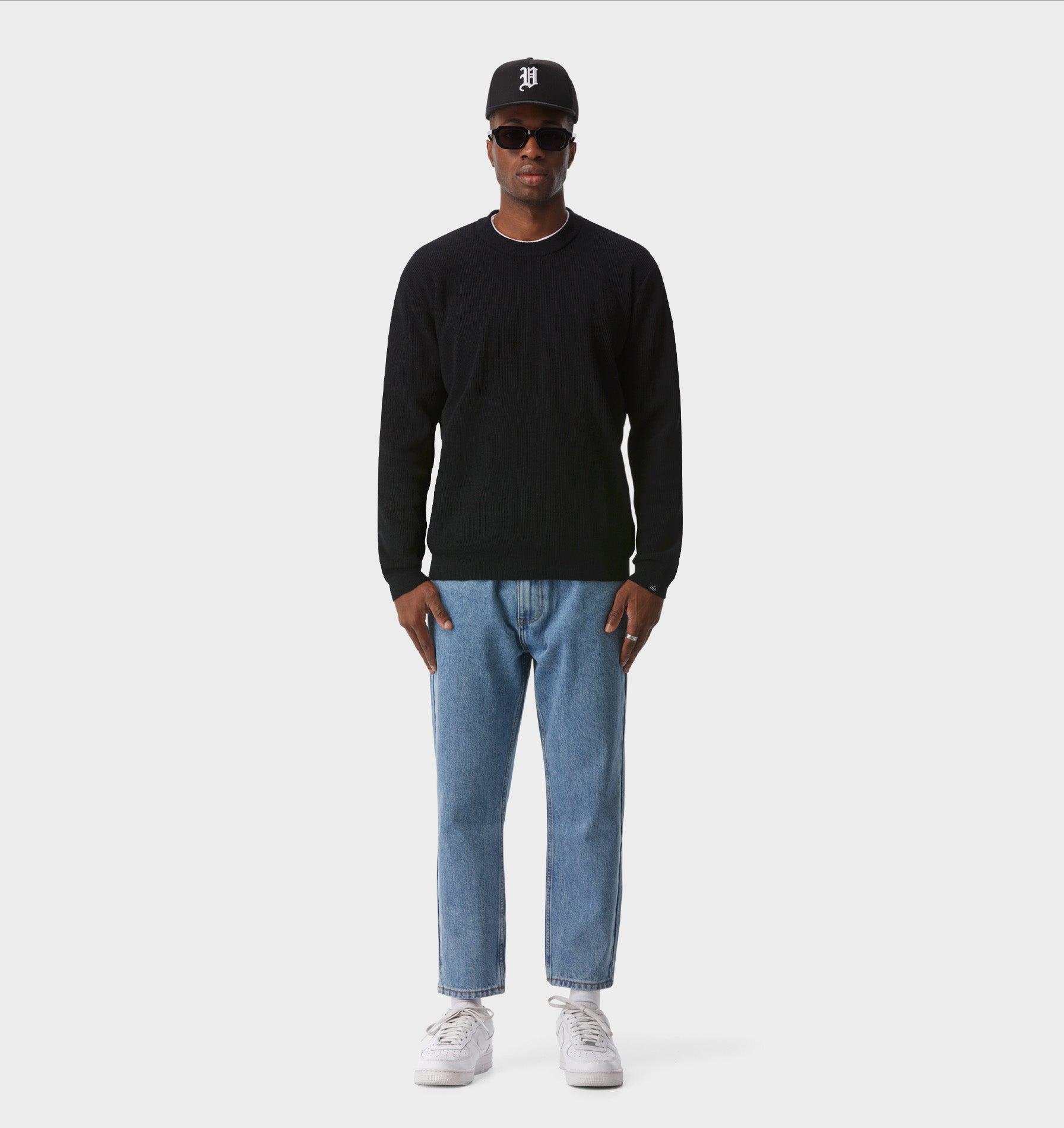 Midweight Knit Crew - Black