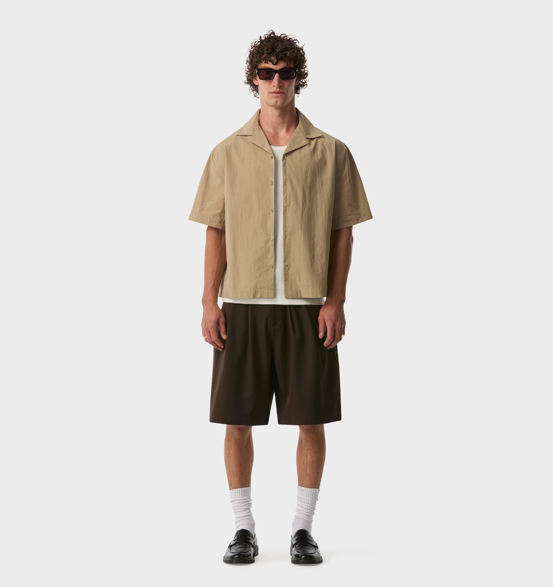 Box Cuban Collar Shirt - Taupe