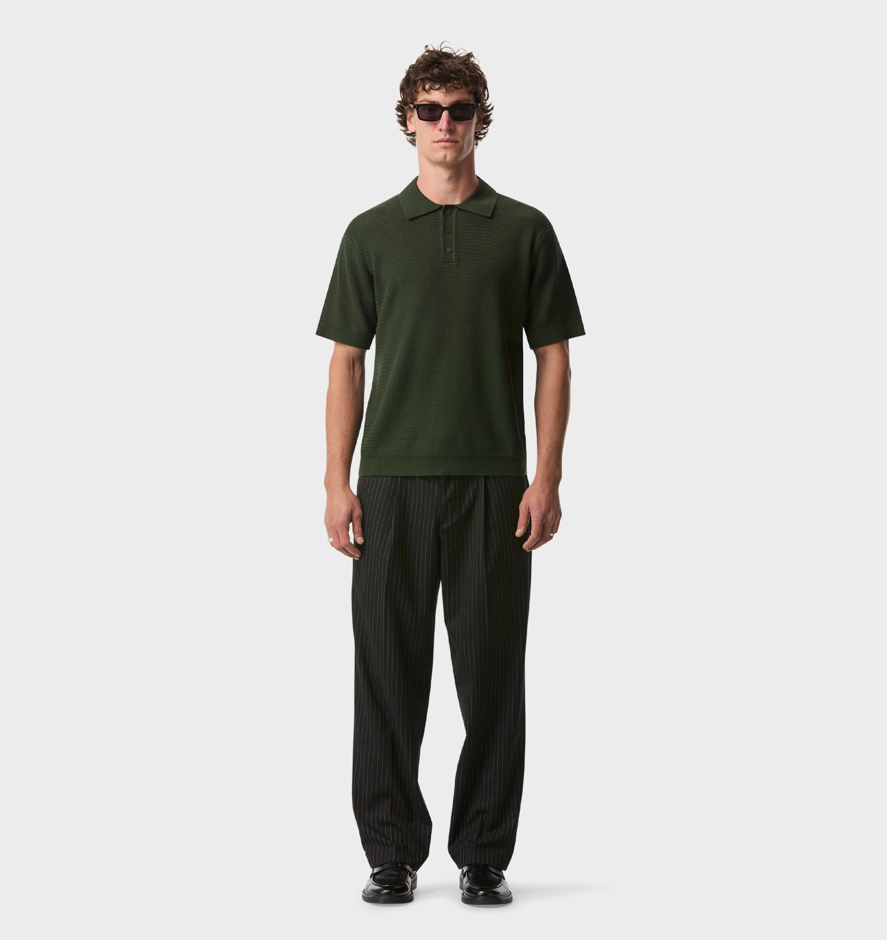 【希少】sullen vintage knit polo shirts 深水光太 Ronan SS Knit Polo In Dark Green | I Love Ugly