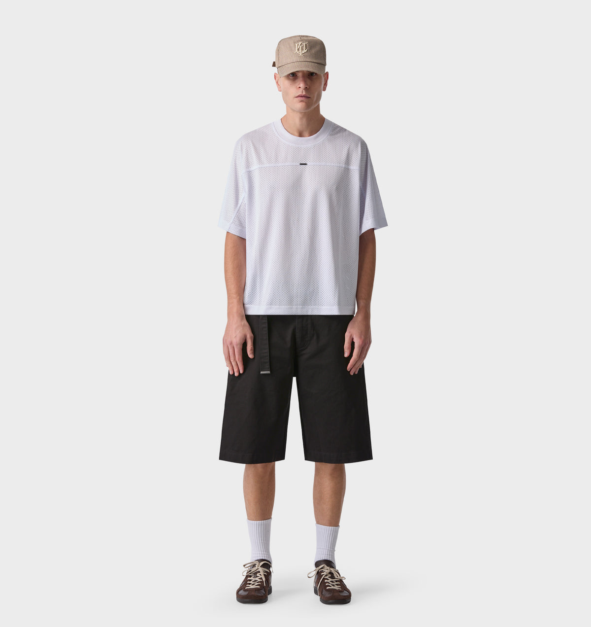 Mesh Crop Box Tee - White